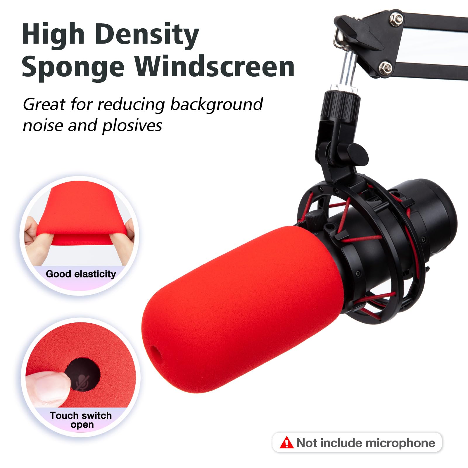 SUNMON HyperX QuadCast Boom Arm - Red Boom Arm for Hyper x QuadCast with Red QuadCast Pop Filter, Sound Insulation and Noise Red