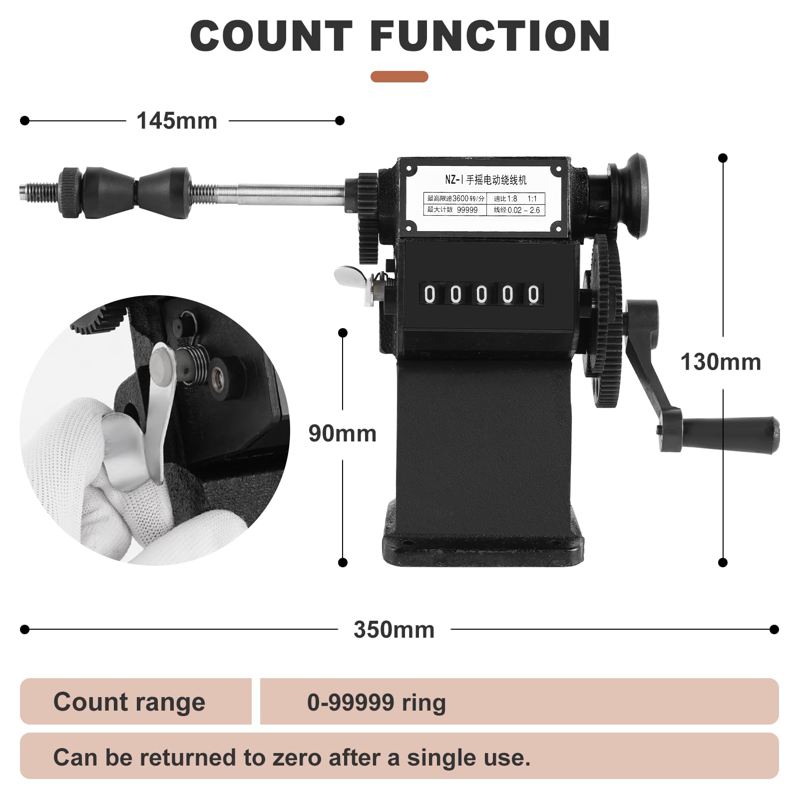Epidioxi Manual Coil Winding Machine 1/16''- 1/2'' Hand Coil Winder with Counter for Spirals, Motor Coil, Guitar Pickup Coils