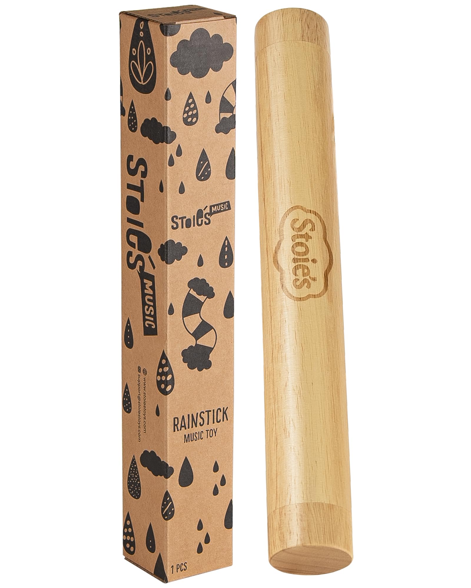 Stoies 13.8 Wooden Rainstick - Support Auditory Memory, Coordination and Fine Motor Skills - Soft, Calming Sound for Relaxation