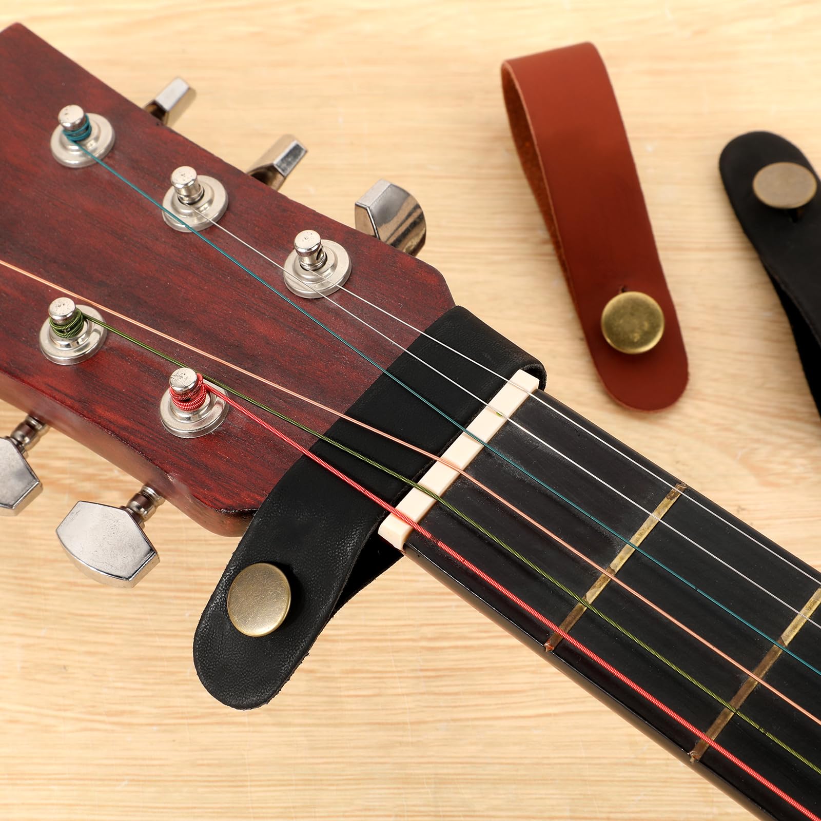 6PCS Leather Guitar Neck Strap Button, Acoustic Guitar Strap Lock Adapter, Leather Guitar Strap Button, Guitar Strap Button Lock