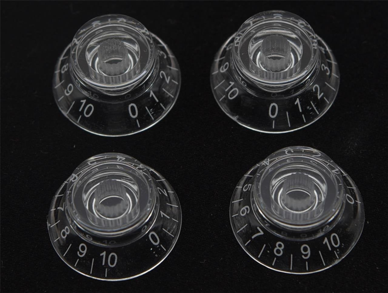 Dopro 4Pcs Clear W/White Number Lp Guitar Bell Knobs Top Hat Knobs For Epiphone Les Paul/Import Guitar Bass W/Coarse 5.8Mm Split