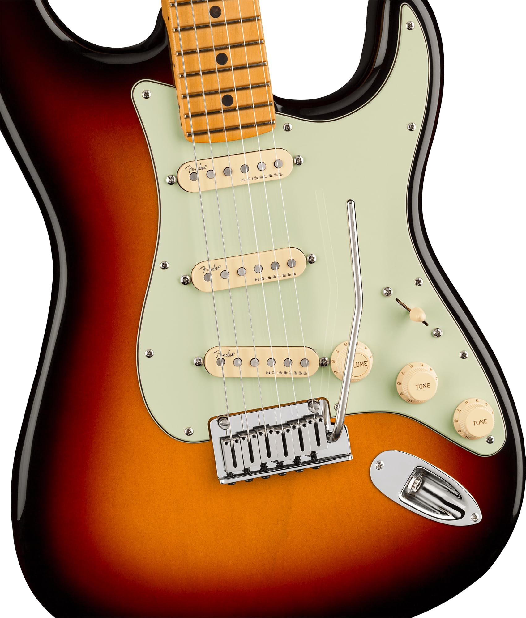 Fender American Ultra Stratocaster, Maple - Ultraburst Bundle with Case, Hat, Strap, Cable, and Guitar Cleaning Kit