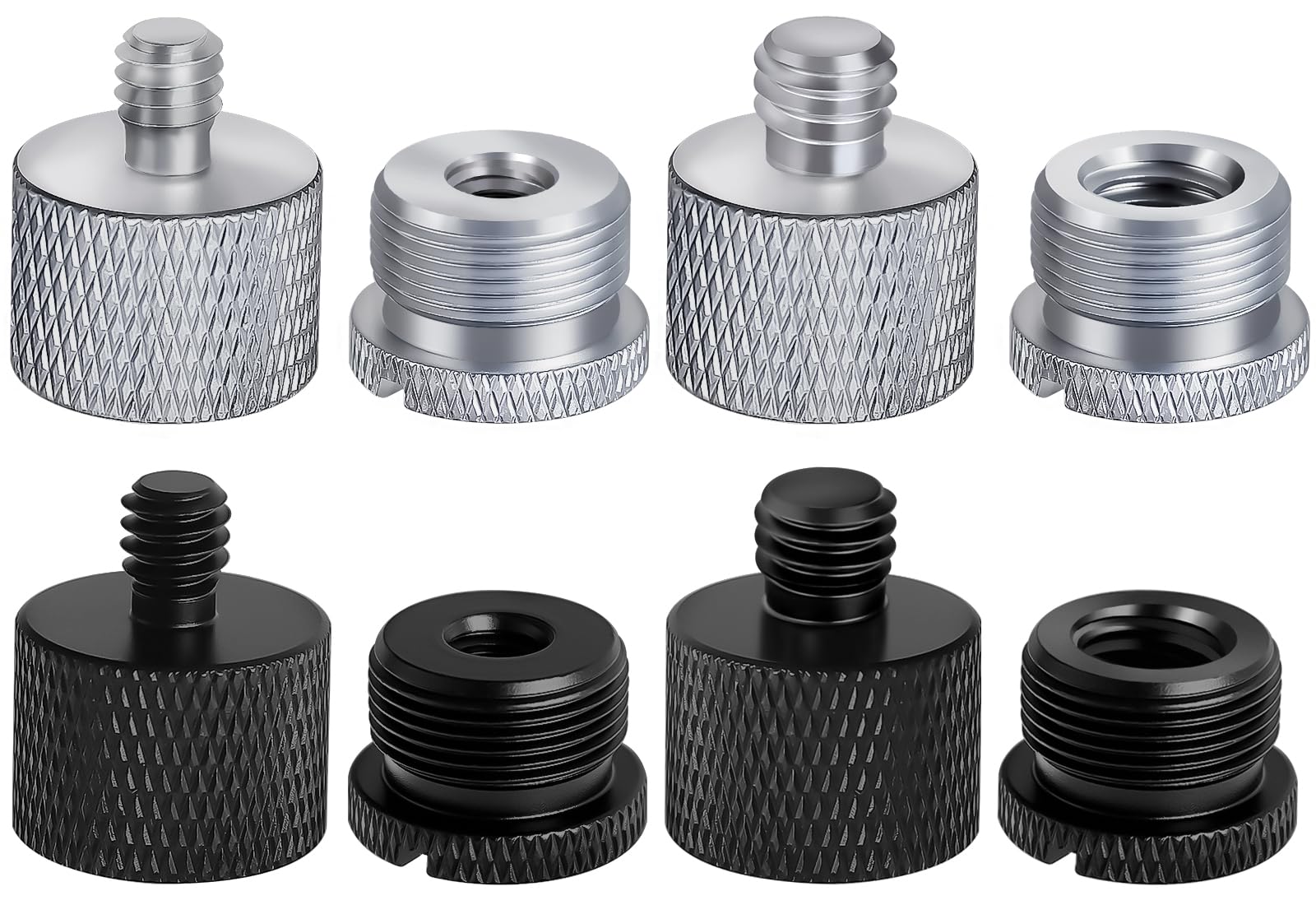 8 Pack Mic Stand Adapter, Microphone Stand Thread Adapter, 5/8 Female To 3/8 Male, 3/8 Female To 5/8 Male, 5/8 Female To 1/4 Mal