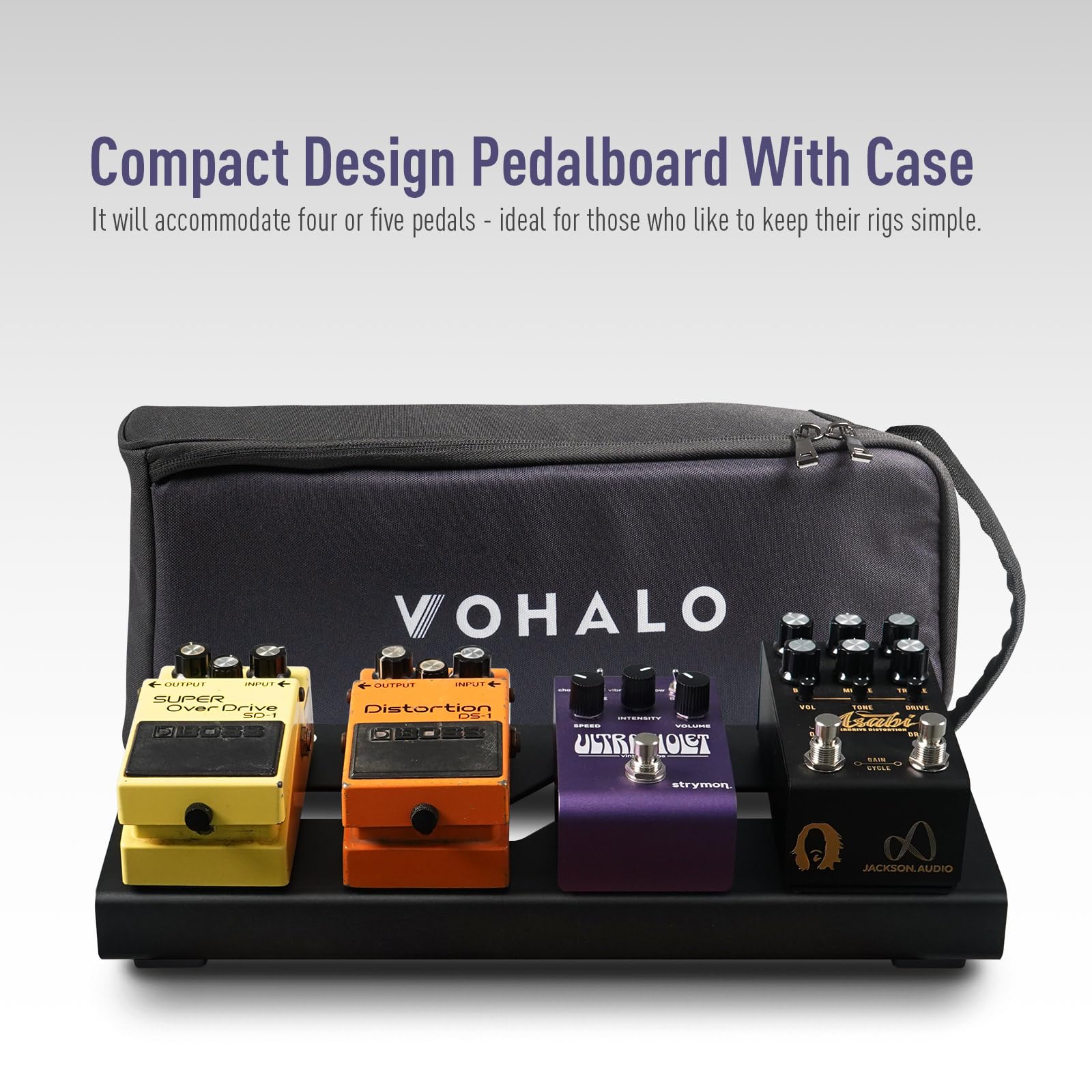 VOHALO Mini 14'' Guitar Pedal Board with Carry Bag, Guitar Effects Compact Small Pedalboard 14.1''x 5.5'' with Carry Bag, Includ