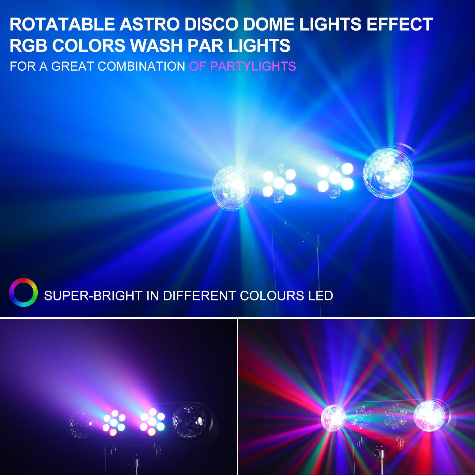 DJ Lights with Stand, Telbum Party Bar Light Set, Mobile Stage Lighting System Sound Activated LED Par Lights, for Move Band Dis