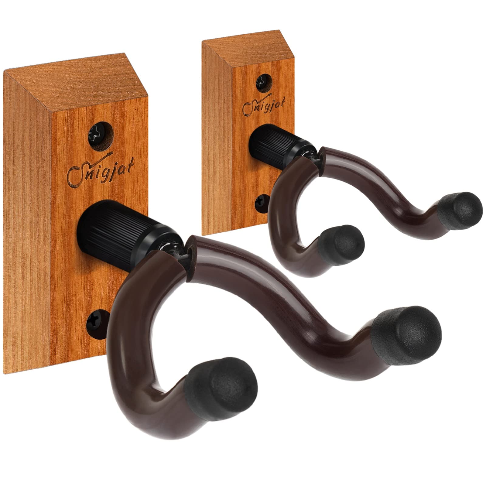 Guitar Hanger - Guitar Wall Mount 2 Pack, Hardwood Guitar Wall Hanger With Screws, V-Shaped Guitar Mount Hanger Hook Holder Stan