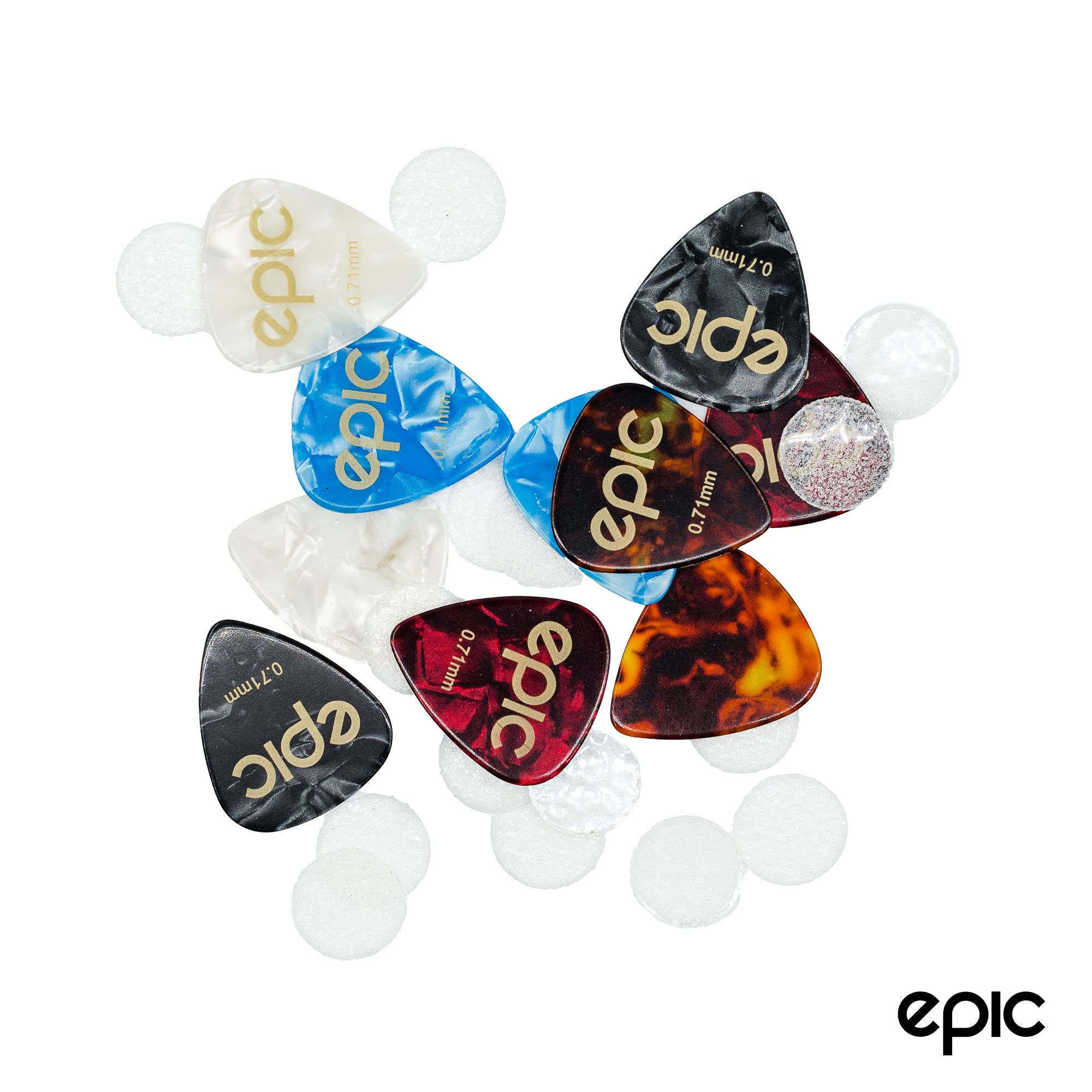 Epic Accessories 20-Pack Rough Surface Guitar Pick Grips Non-Slip | Non-Sticky | Stop Dropping Your Pick | Comes with 10 Medium