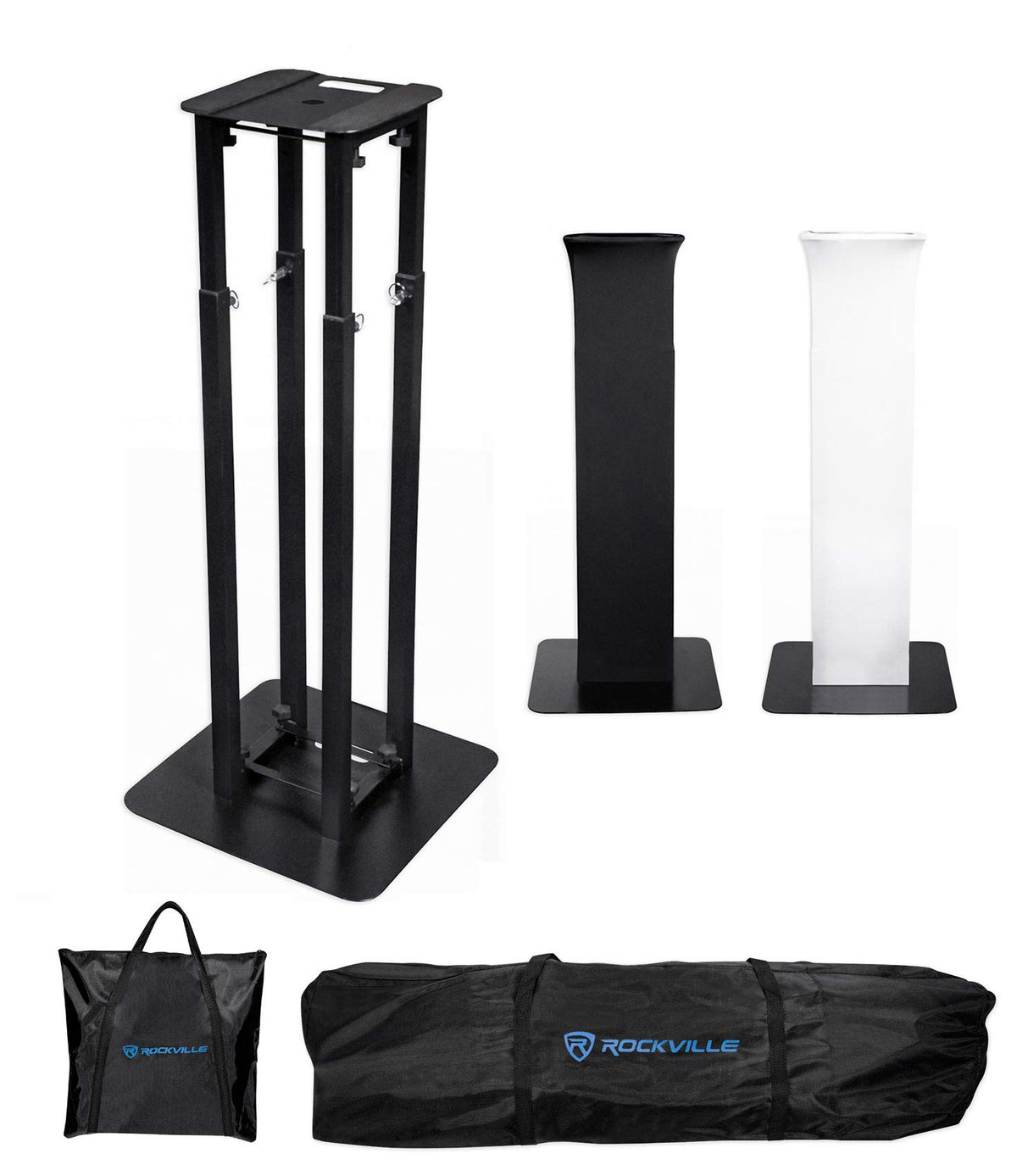 Rockville Totem Moving Head Light Stand+Black+White Scrims+Carry Bags, (Rtp32B)