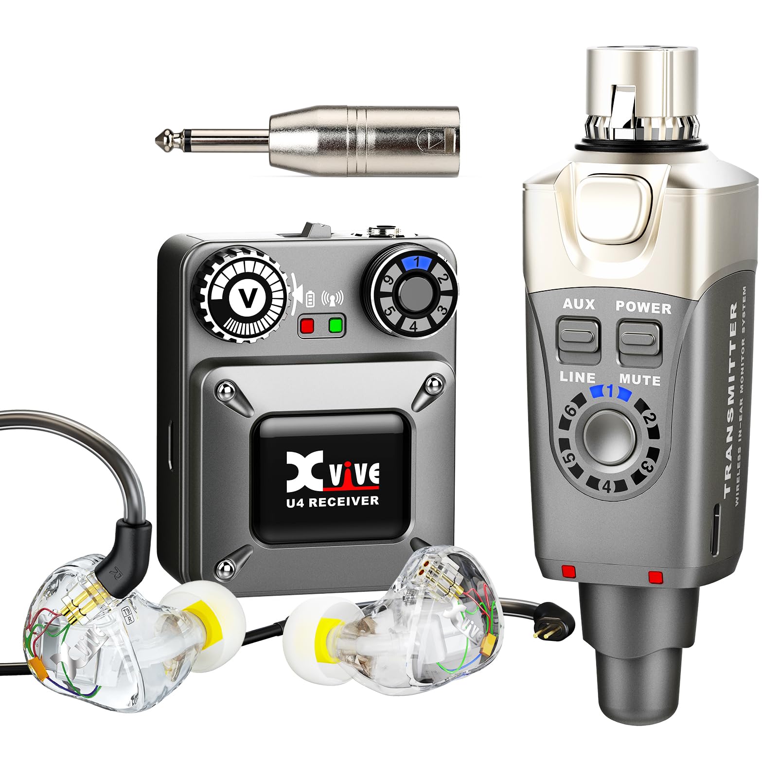 Xvive U4T9 Wireless in-Ear Monitor System with Dual Balanced-Armature Drivers IEM Earphone for Musician
