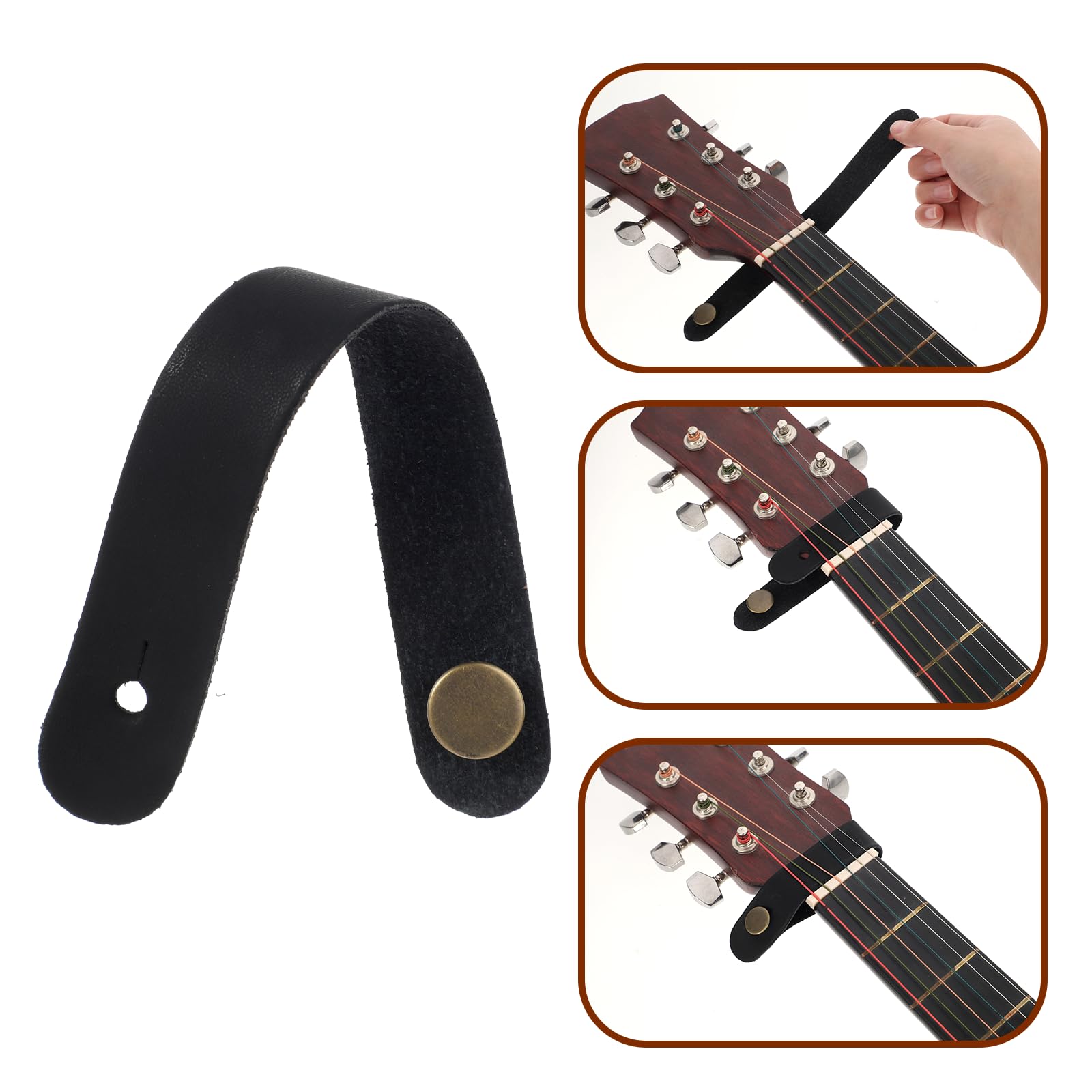 6PCS Leather Guitar Neck Strap Button, Acoustic Guitar Strap Lock Adapter, Leather Guitar Strap Button, Guitar Strap Button Lock