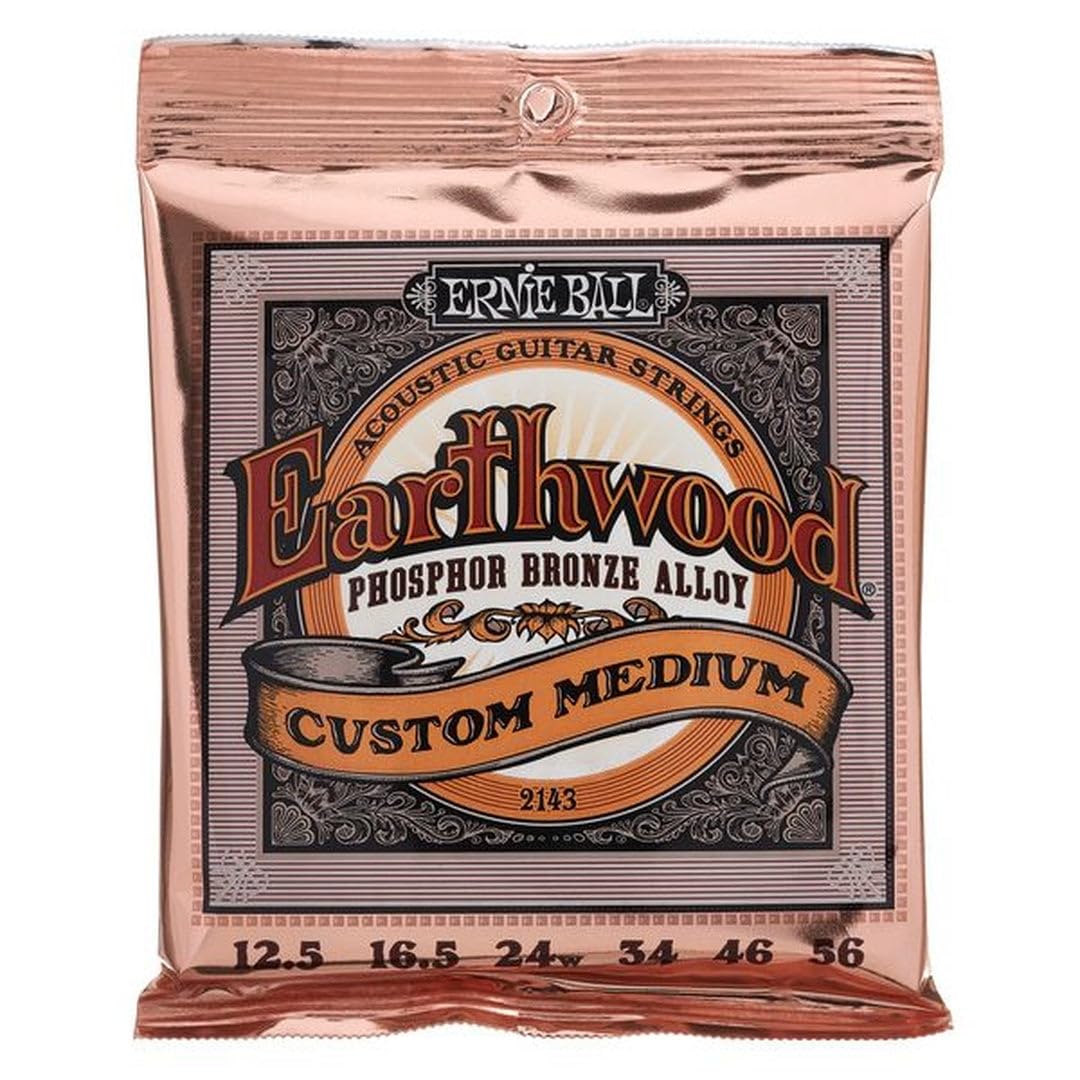 Ernie Ball Earthwood Custom Medium Phosphor Bronze Acoustic Guitar Strings, 12.5-56 Gauge (P02143)