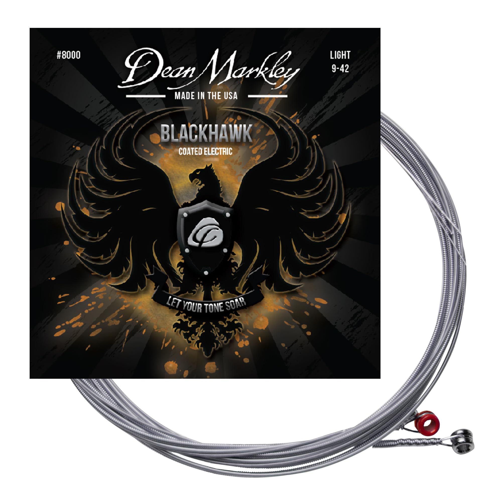 Blackhawk Coated Electric Guitar Strings 6 String Set, Light 9-42 Alloy Steel Guitar Strings Electric, Thin Coated Electric Guit
