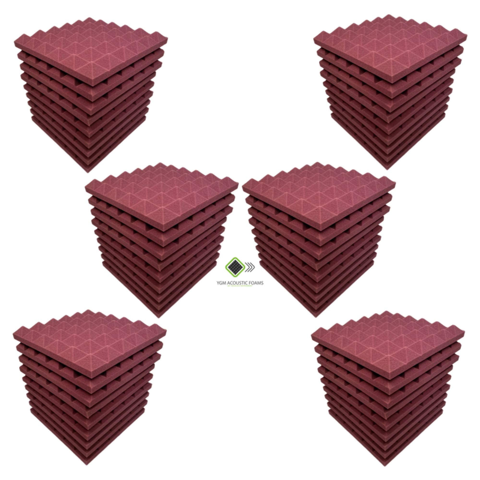YGM Acoustic Foams (Set of 72) Pyramid Soundproofing Studio Acoustic Foam 1x1, 2 inches (Coffee)