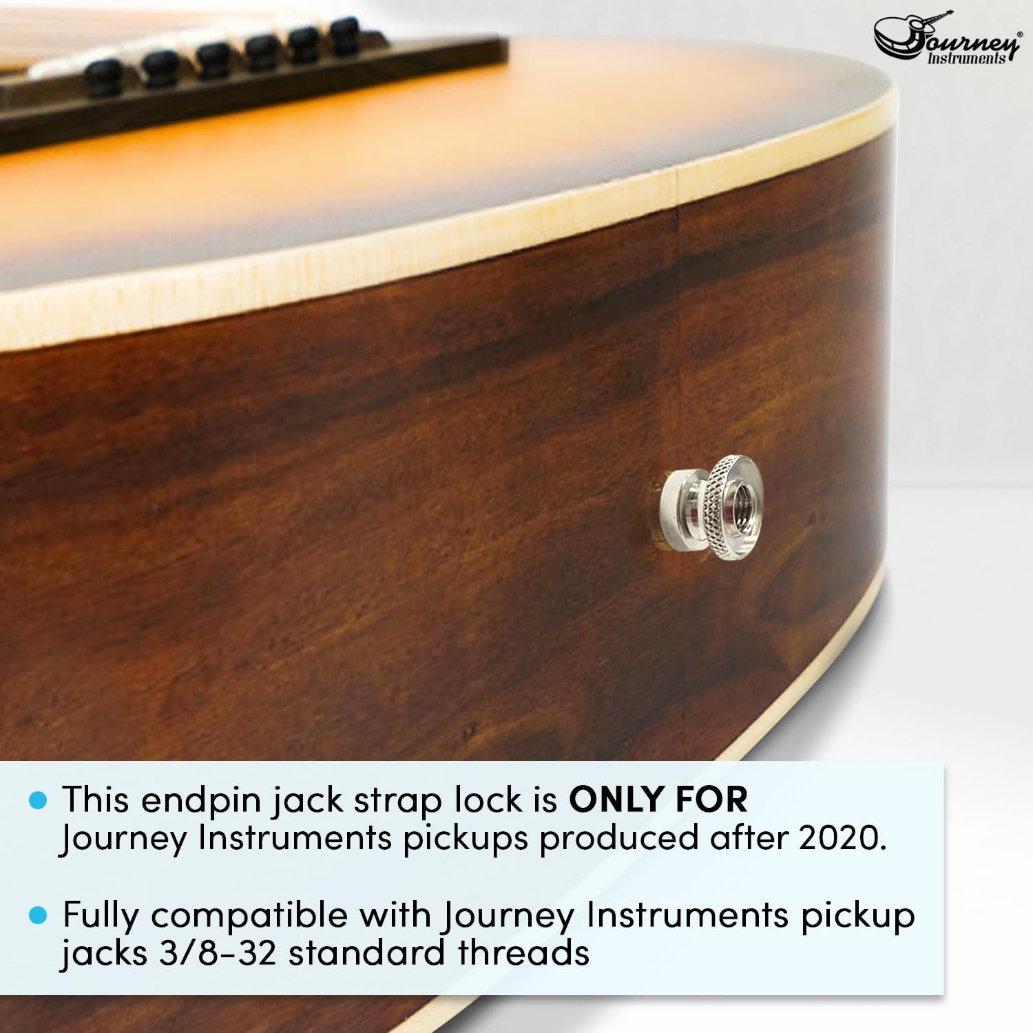 Journey Instruments Endpin Jack Strap Button Lock - SL01 Acoustic Guitar Strap Button Lock Secure Attachment, Compatible with Jo