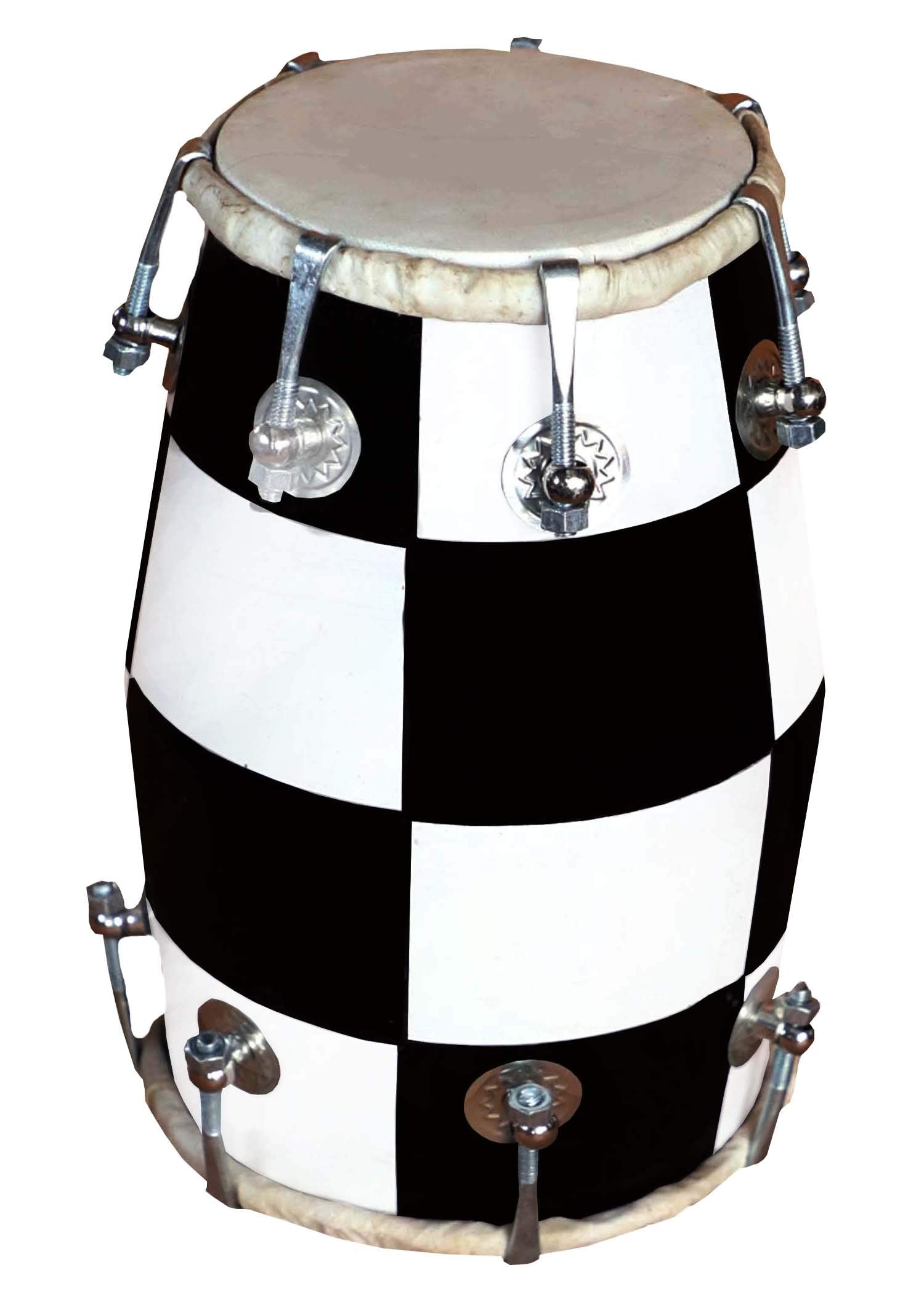 Gt Manufacture Handmade Wooden 14 Baby Dholak Nut & Bold With Beautiful Chack Desine (White)