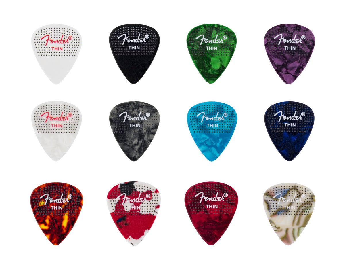 Fender Celluloid Guitar Picks, 351 Dotted Shape, Medium, 12-Pack