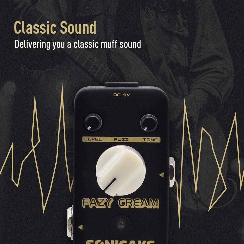SONICAKE Fuzz Guitar Effect Pedal, Vintage Mini Fuzzy Pedal for Electric Guitar, Classic Muff Sound True Bypass - Fazy Cream