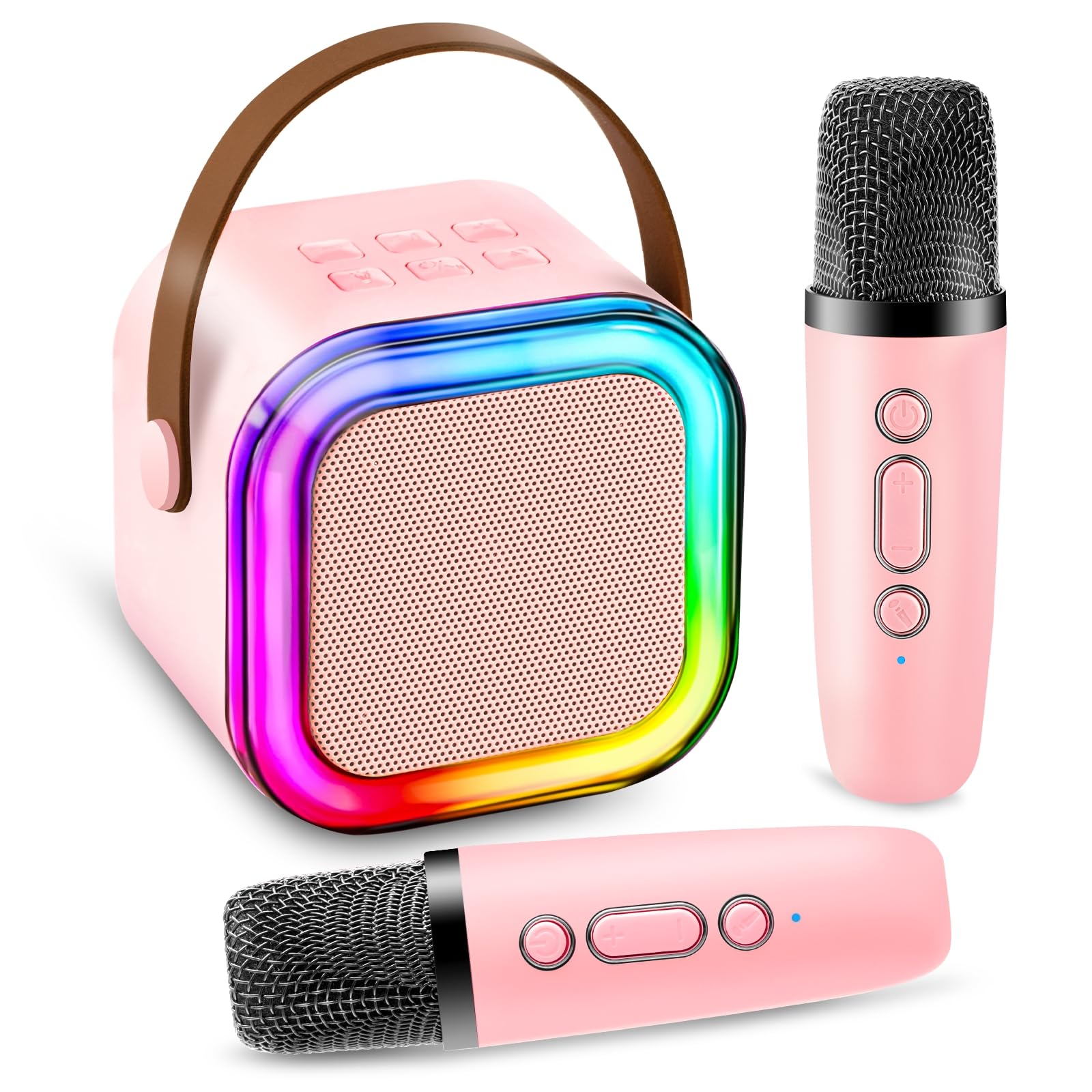 Anliuanliu Karaoke Machine for Kids Adults,Portable Mini Singing Bluetooth Karaoke Speaker with 2 Wireless Microphones,Birthday 