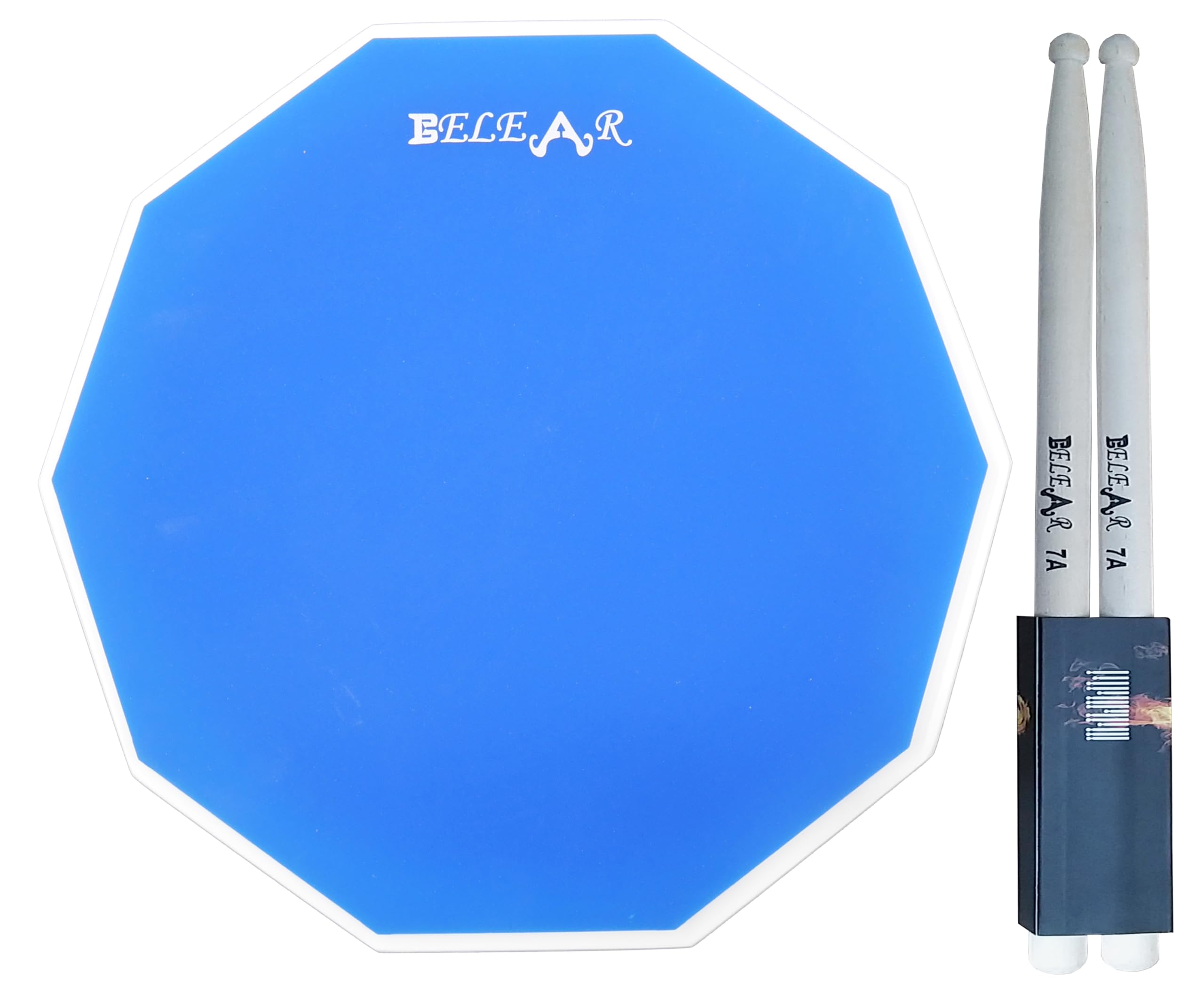 Belear K-13 Practice Pad For Drummers, Light Blue, 12 Inches Pad With 7A Drum Sticks