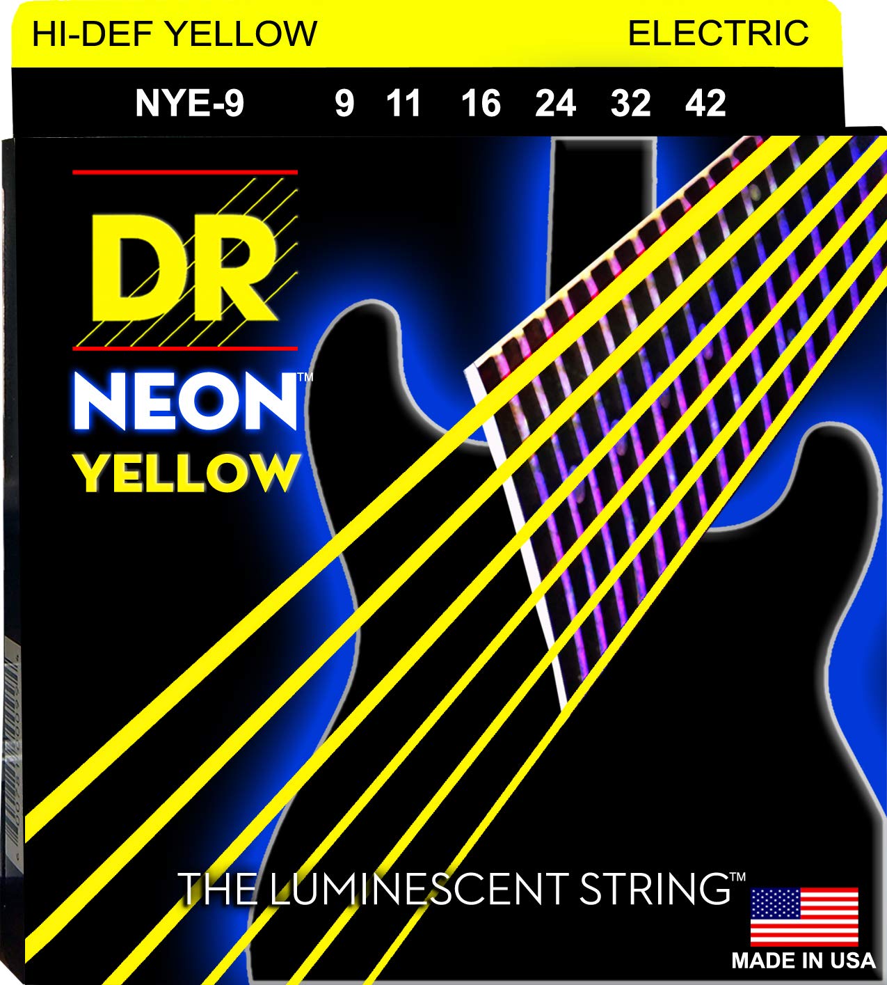 Dr Strings Hi-Def Neon Electric Guitar Strings (Nye-9)