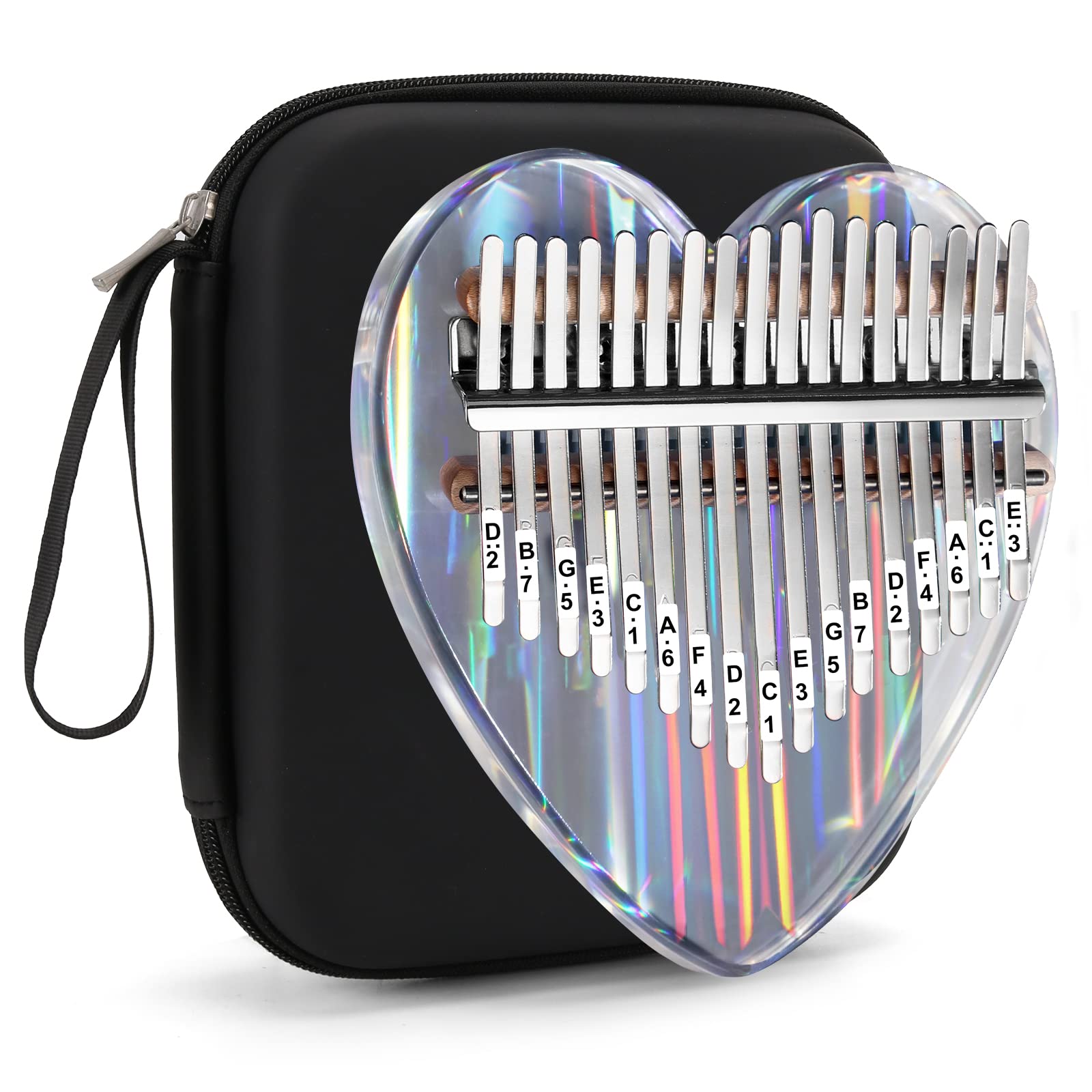 Beveetio Clear Kalimba Thumb Piano With Eva Protective Case, Transparent Crystal Kalimba 17 Key, Musical Instrument Gifts For Ki