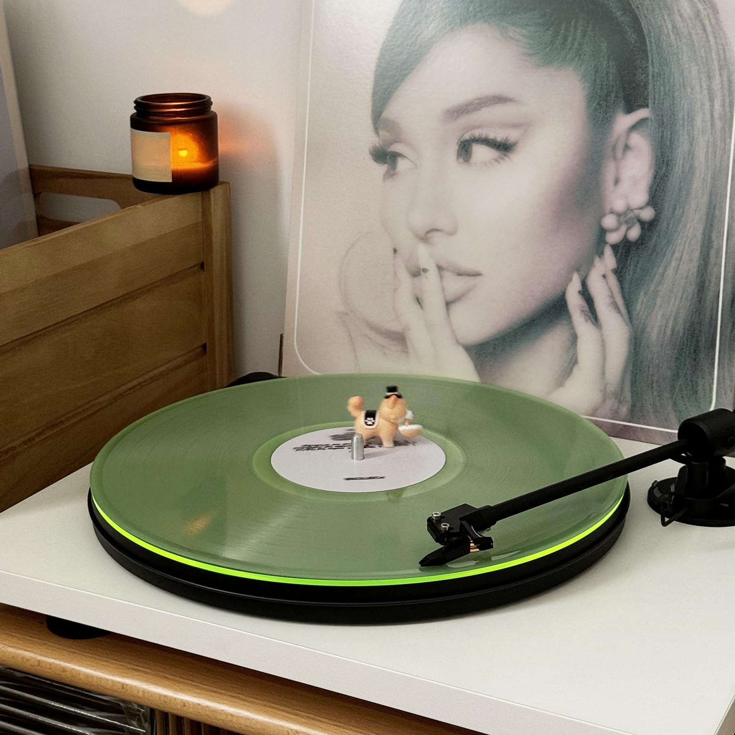 Turntable Mat Record Platter Slipmat: Greenlit Acrylic Record Player Platter Vinyl Slip Mats for Turntables Antistatic Tighter &