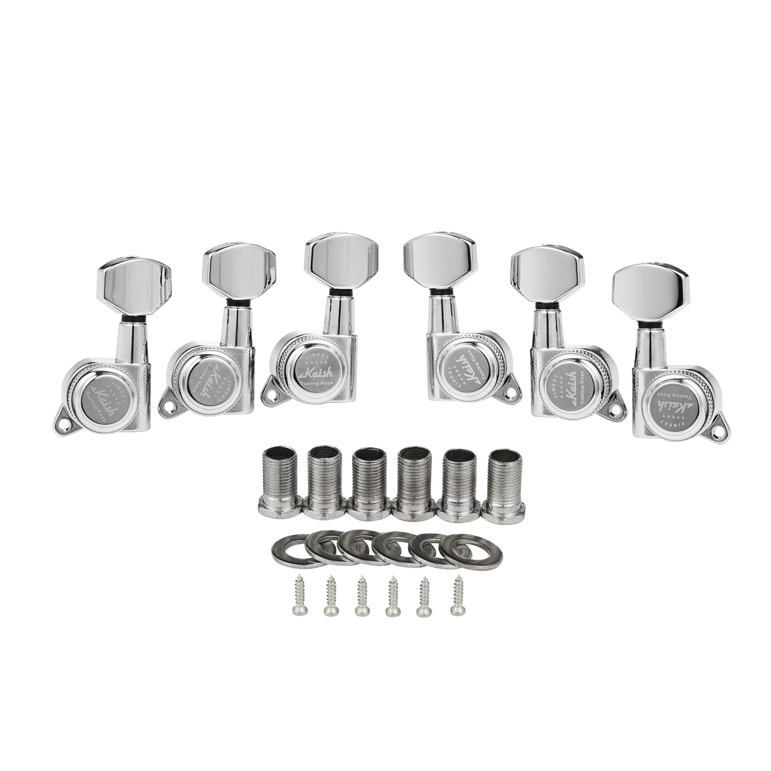 Kaish 3L3R 18:1 Locking Tuners Tuning Keys Guitar Locking Tuning Machines With Mini Contemporary Buttons For Most Electric/Acous