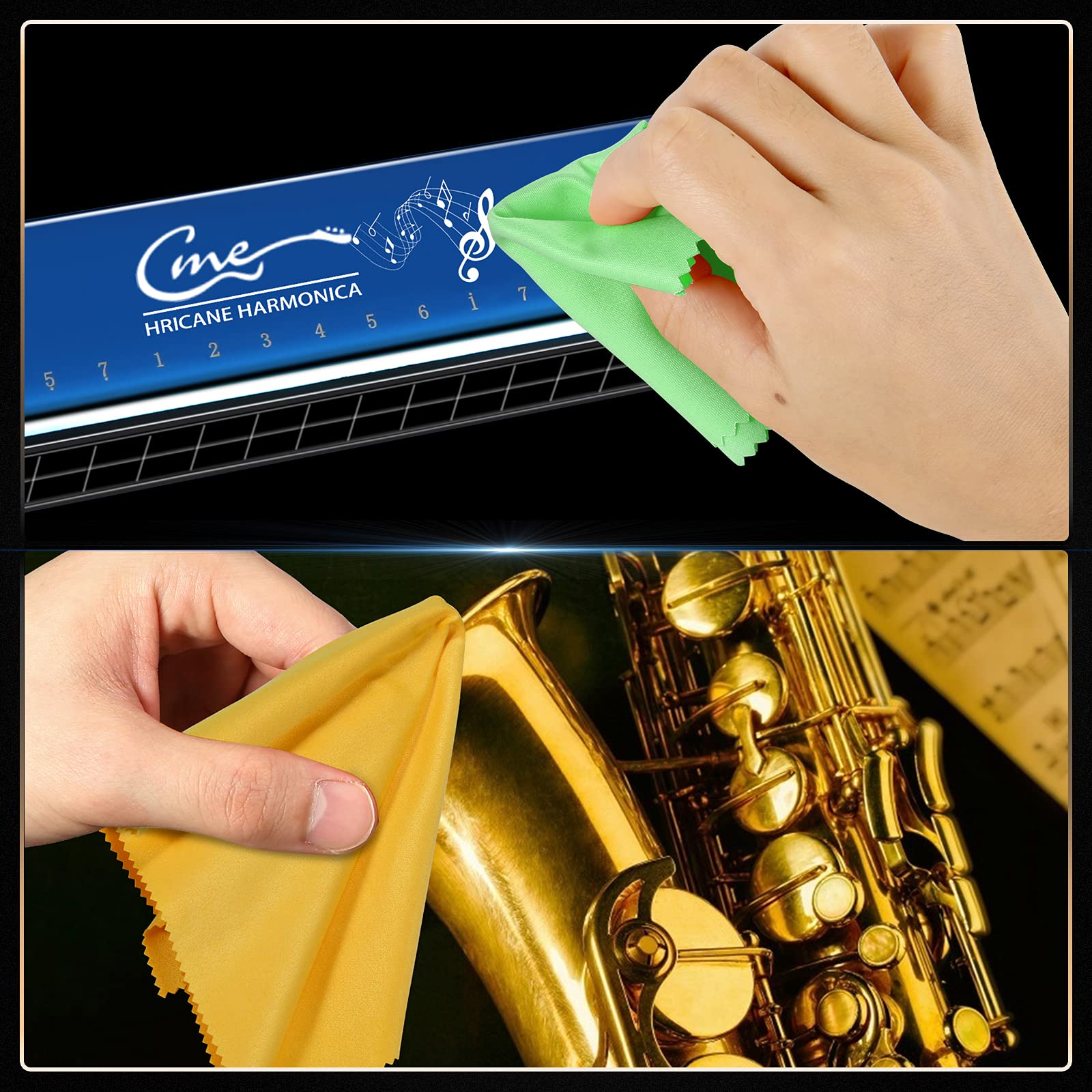 Hricane Guitar Cloths Ultrafine fiber suede (8-Pack 12''x12'') Plush Polishing Cloths for Musical Instruments Premium Polishing