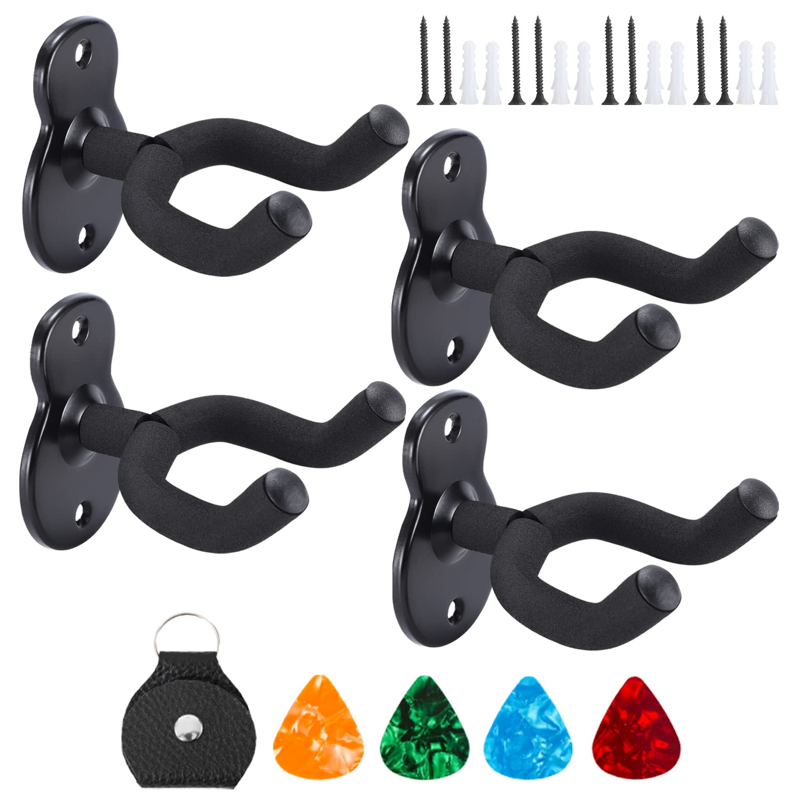 Guitar Wall Mount,Ukulele Hanger Hook Holder Stand Guitar Hangers Hooks For Acoustic Electric Bass Guitars And Ukulele (4 Set)