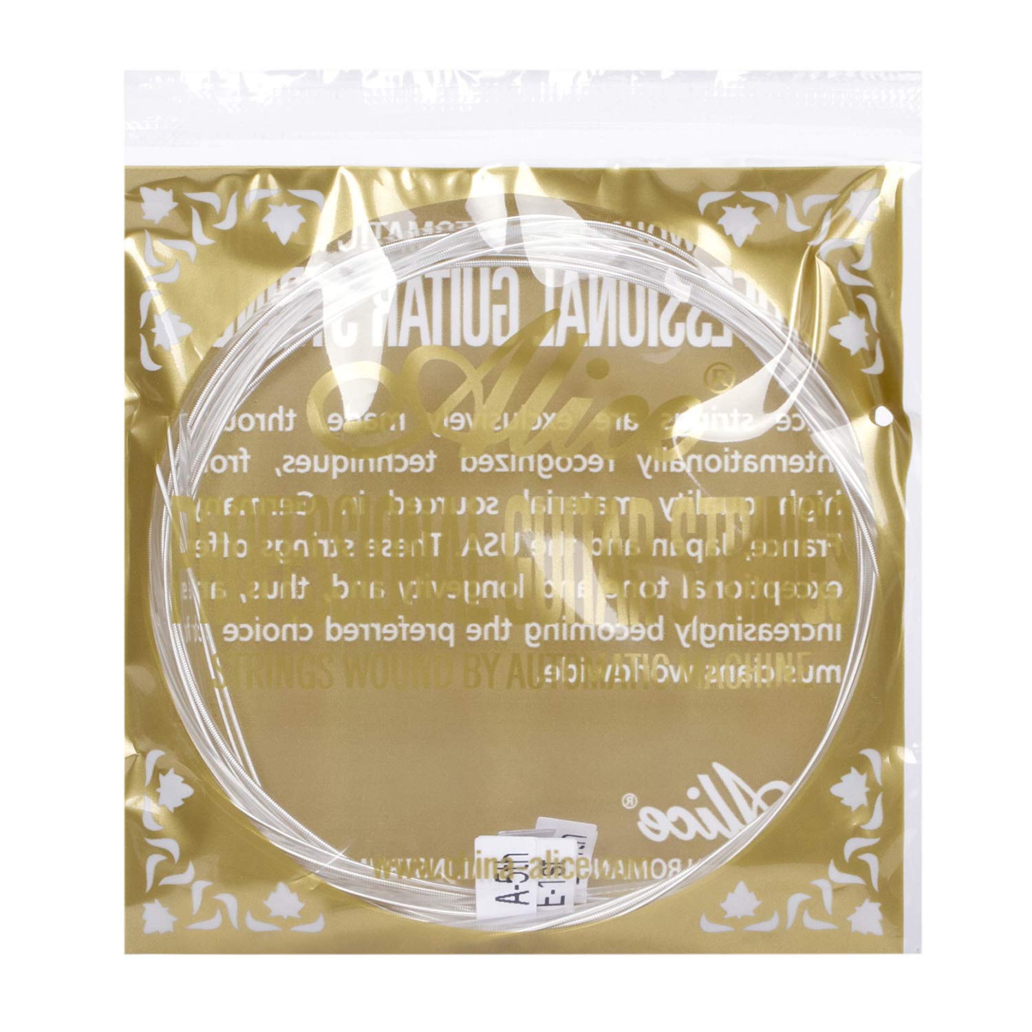 Alice Nylon Classical Guitar Strings .0285-.044 Hard Tension with Sliver Plated Copper Winding Anti-Rust Coating, 2 Sets