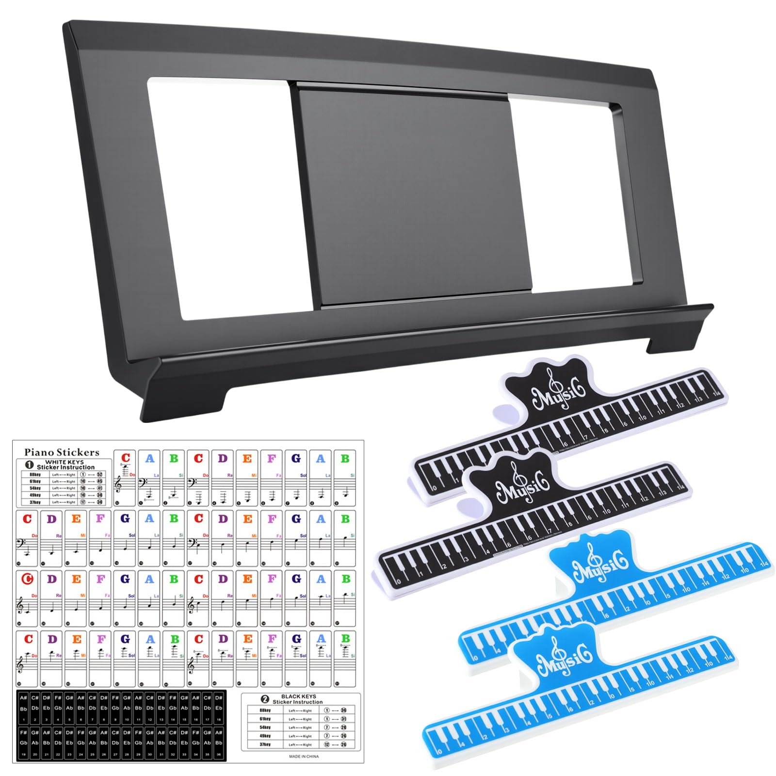 Feifeiya Music Sheet Stand, Music Rest Compatible with Yamaha PSR/YPT/KB/P Series, Keyboard Score Stand Set Includes 4 Book Clip
