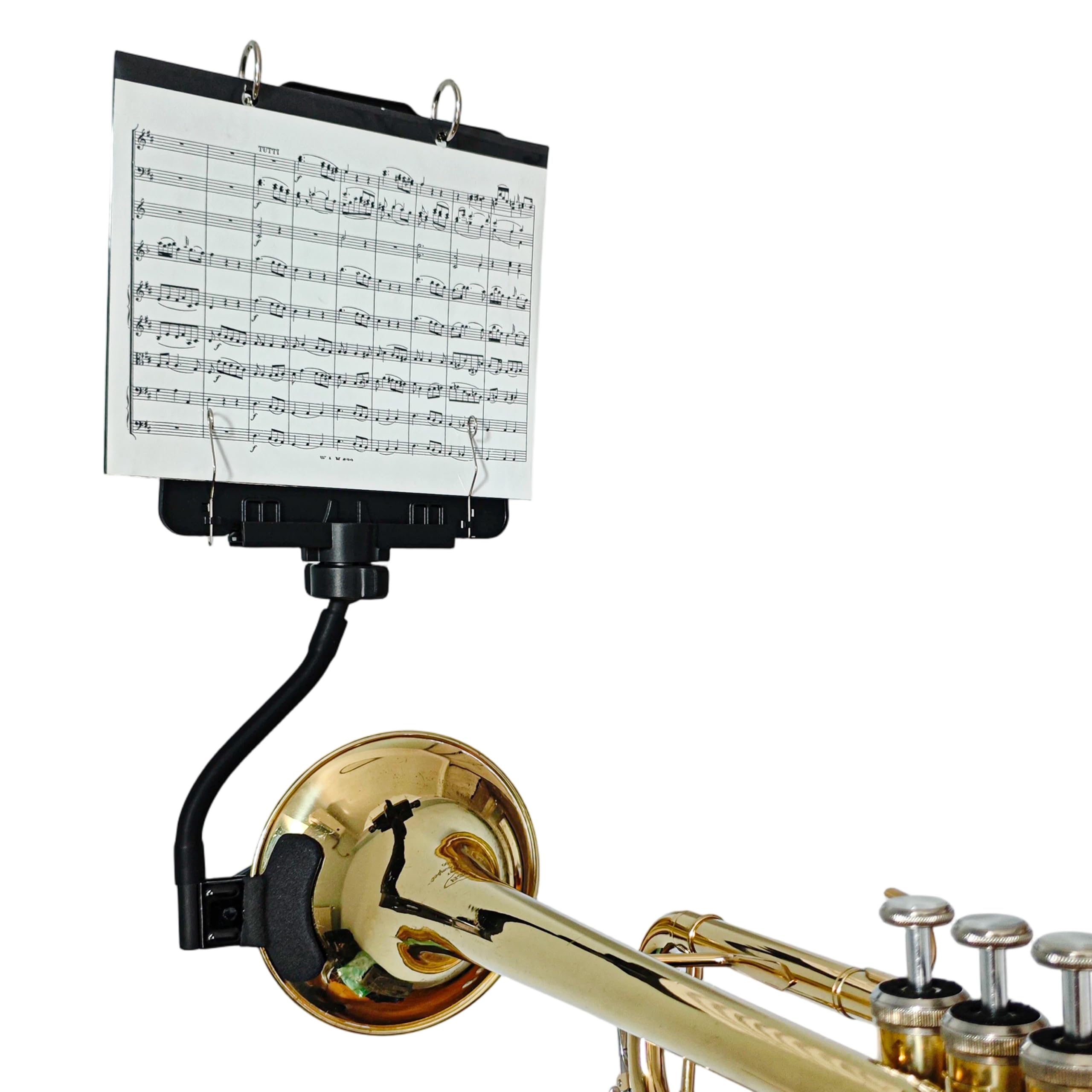 MusBoard Universal Bell Lyre ST10, Adjustable Trumpet Lyre for Marching Band with Flip Folder, Includes 10 Refill Sleeves