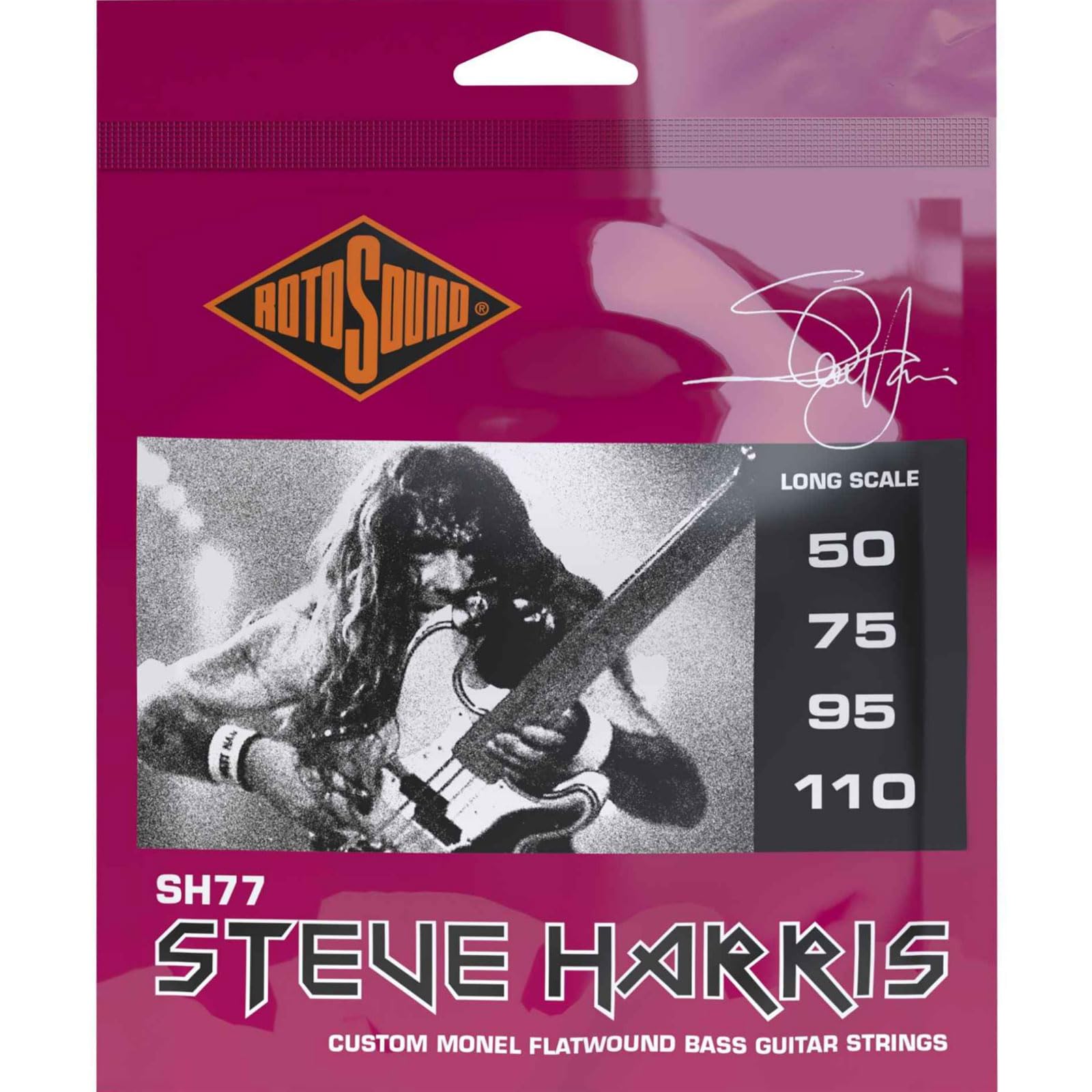 Rotosound Sh77 Steve Harris Monel Flatwound Bass Guitar Strings (50-110)