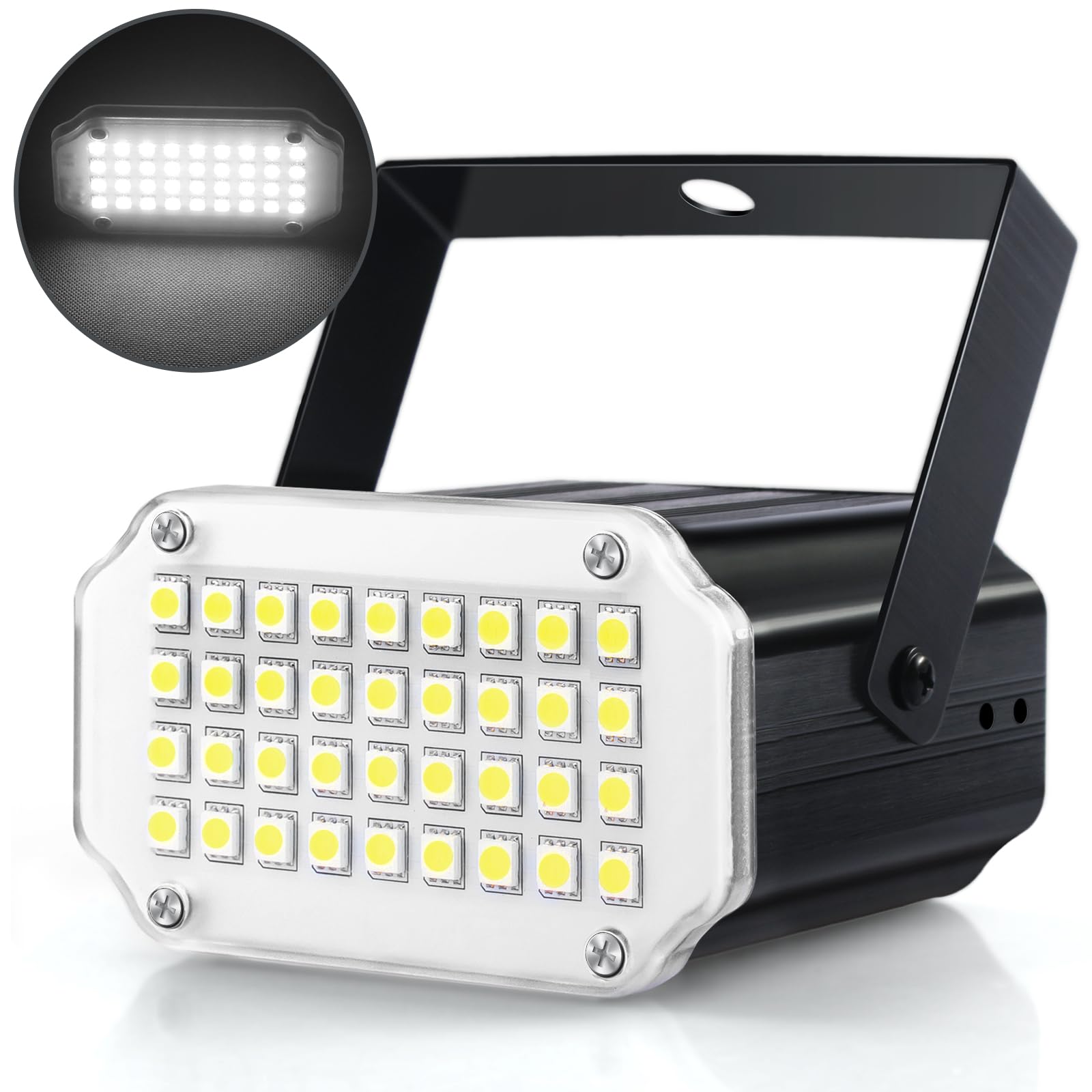 Luditek Mini Halloween White LED Strobe Light, Sound Activated Flash Speed Control Party Light with 36 Super Bright LEDs Stage L