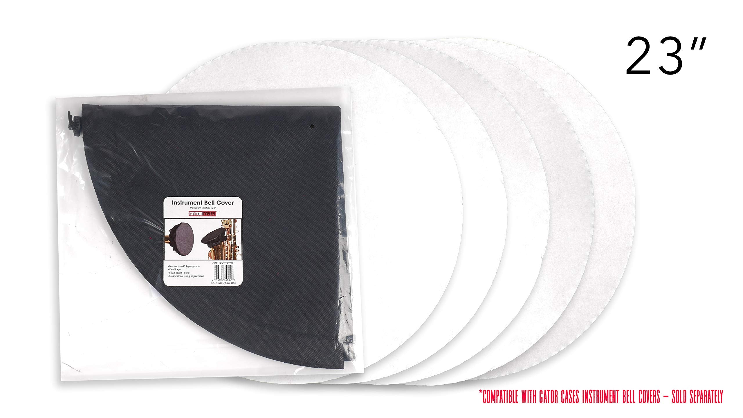 Gator Cases 23 Inch MERV 13 Filters for 22-23 Inch Wind Instrument Bell Cover; 5 Pack (GBELLCVR2223FILTER)