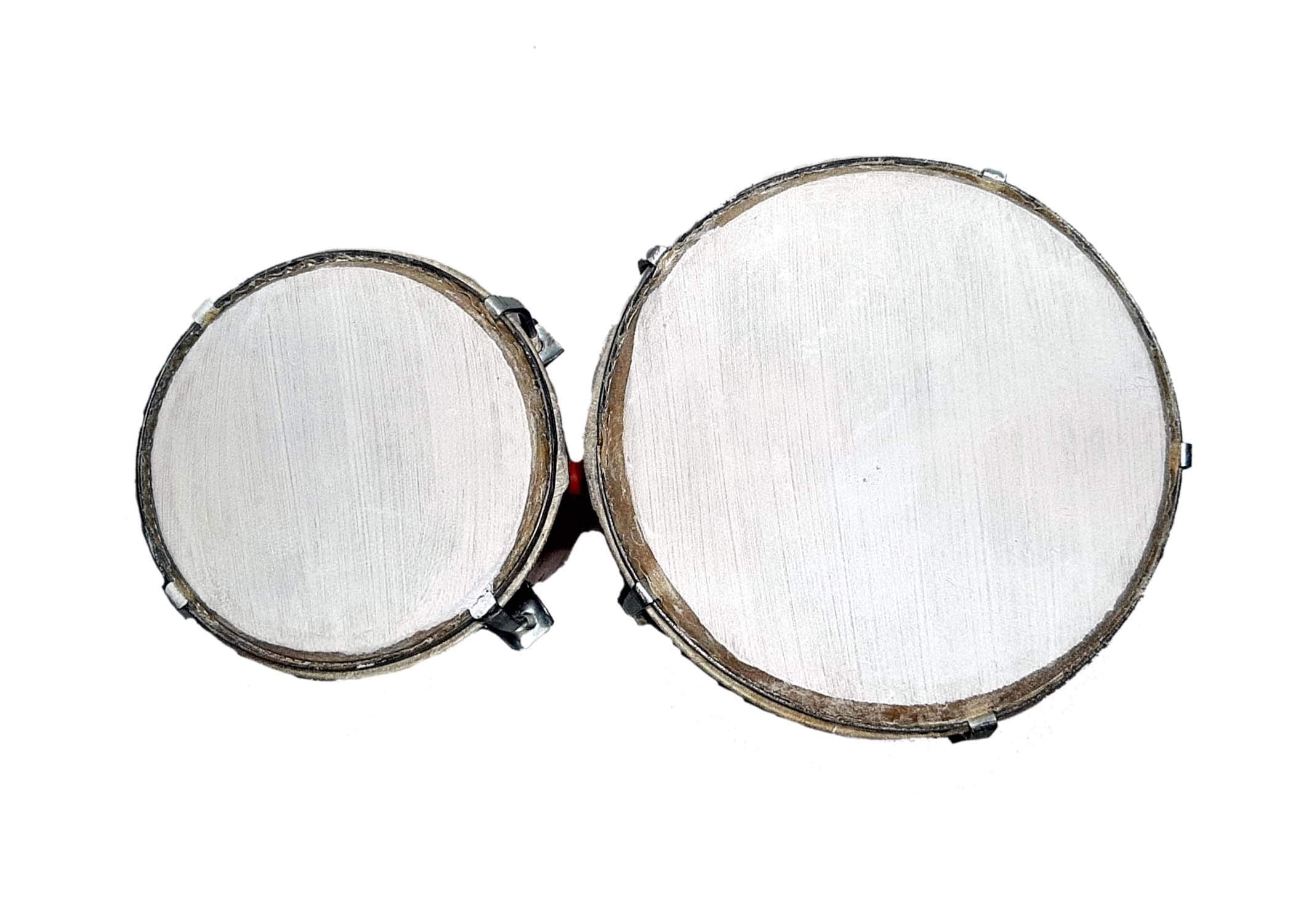 Gt Manufacturers Professional Two Piece Hand Made Wooden Bango Drum (Red & Golden)