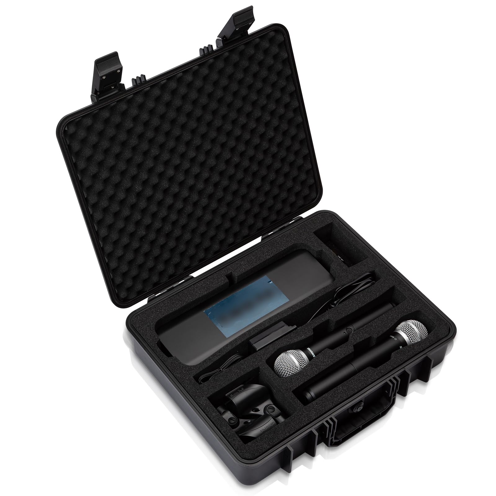 Tankenlid Wireless Mic Case - Hard Shell Case Compatible with Shure BLX288/SM58/PG58/BETA58A, for two Mics, Receivers and More,C
