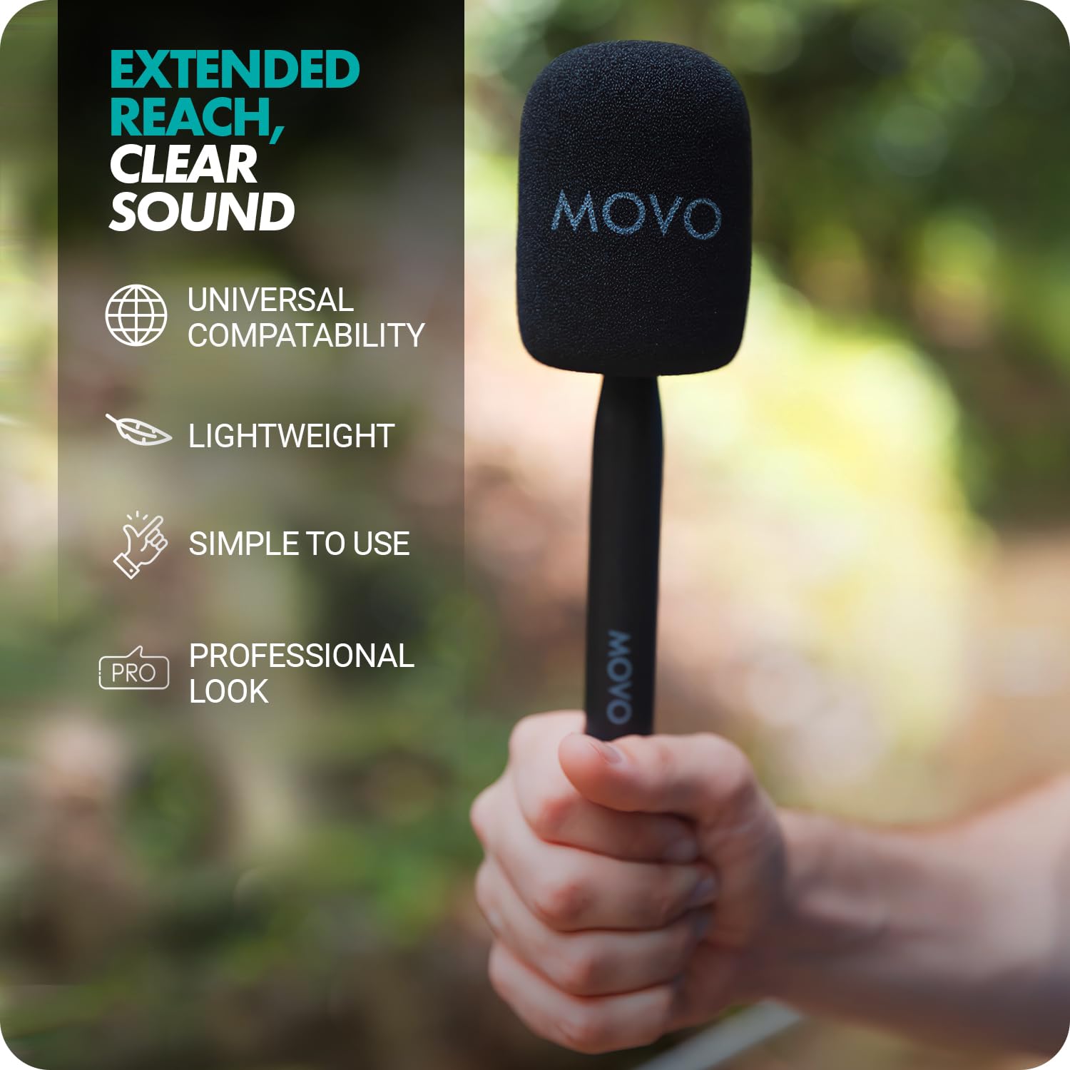 Movo WMX-HM Wireless Interview Microphone Adapter w/Mic Flag - Compatible with DJI Mic, Rode Wireless GO, Hollyland Lark, and Mo