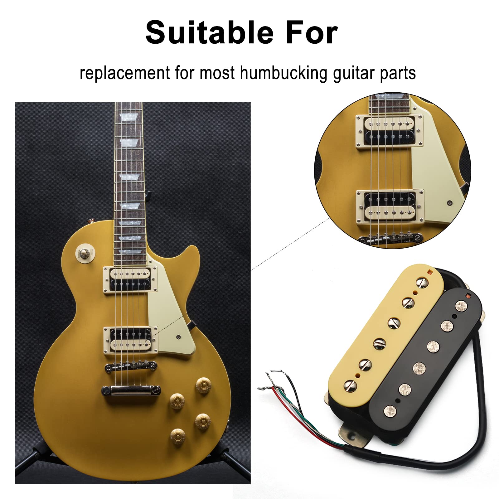 SAPHUE Alnico 5 Electric Guitar Pickup Humbucker Double Coil Pickup Alnico V Guitar parts Ivory/Black