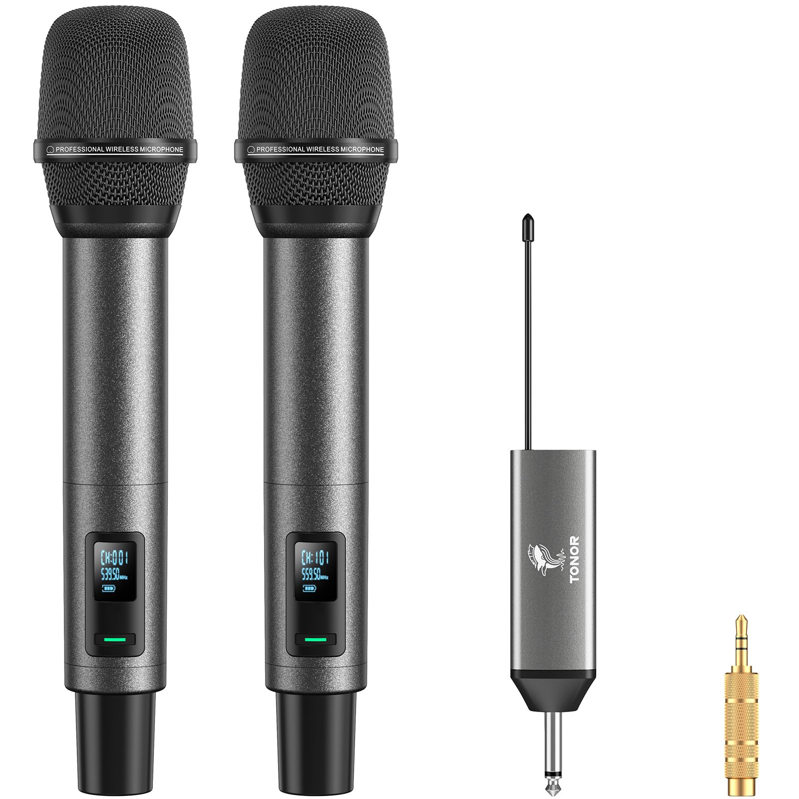 Tonor Wireless Microphones, Uhf Rechargeable Cordless Karaoke Mics, 2X20 Channel Dynamic Microfonos Inalambricos Professional Fo