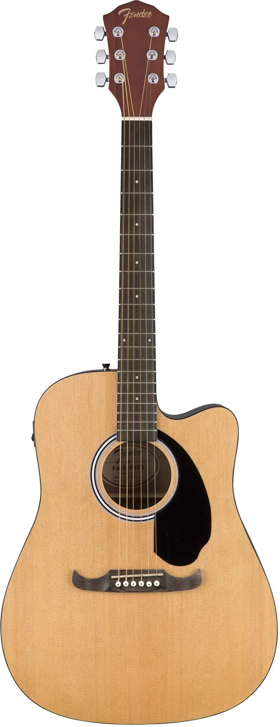 Fender FA-125CE Dreadnought Cutaway Acoustic-Electric Guitar - Natural Bundle with Gig Bag, Tuner, Strap, Strings, Picks, Fender