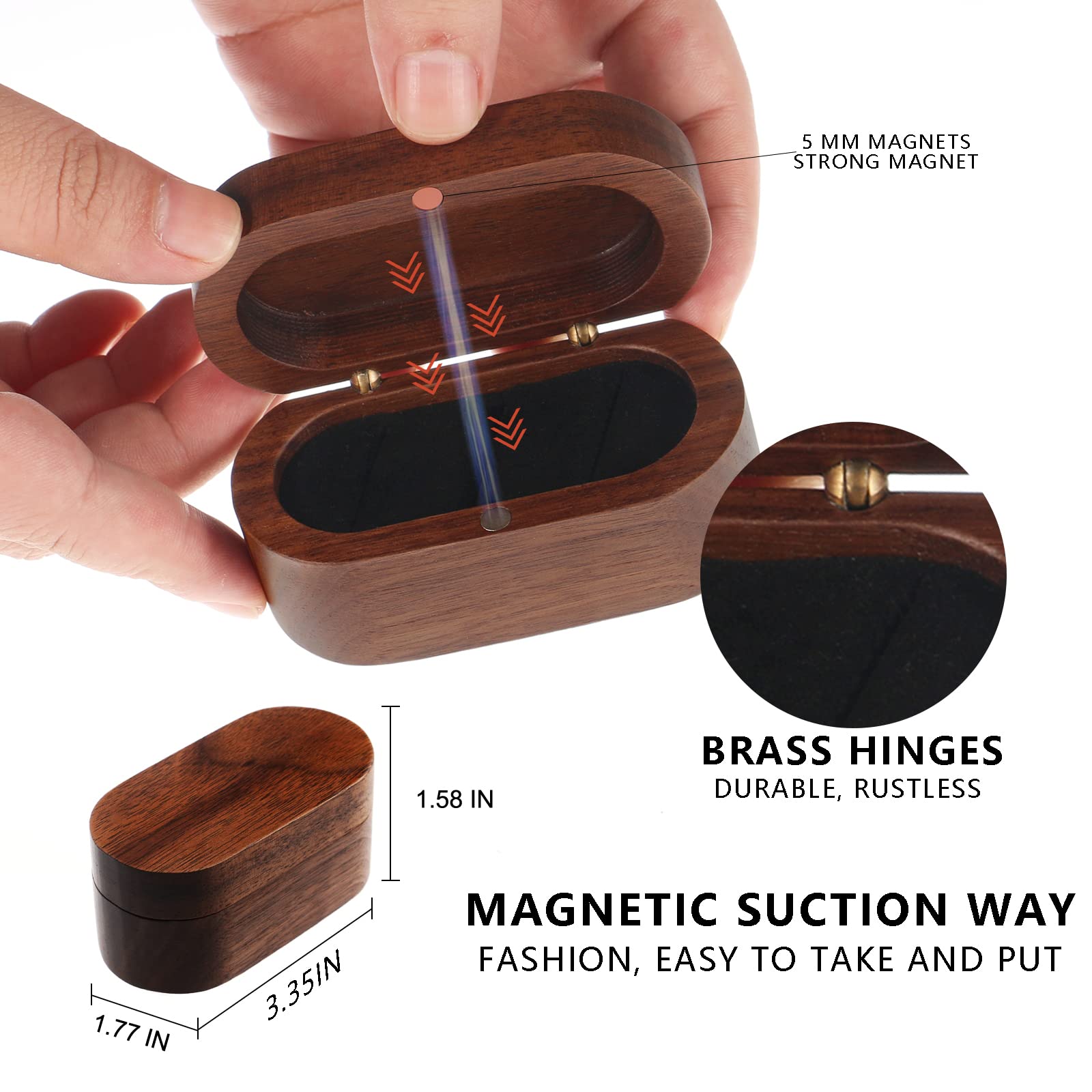 MYLYWOO Sapele Guitar Pick Holder Set with 1 Rosewood Pick and 6 Celluloid Picks in 3 Thicknesses, Mini Wooden Jewelry Organizer