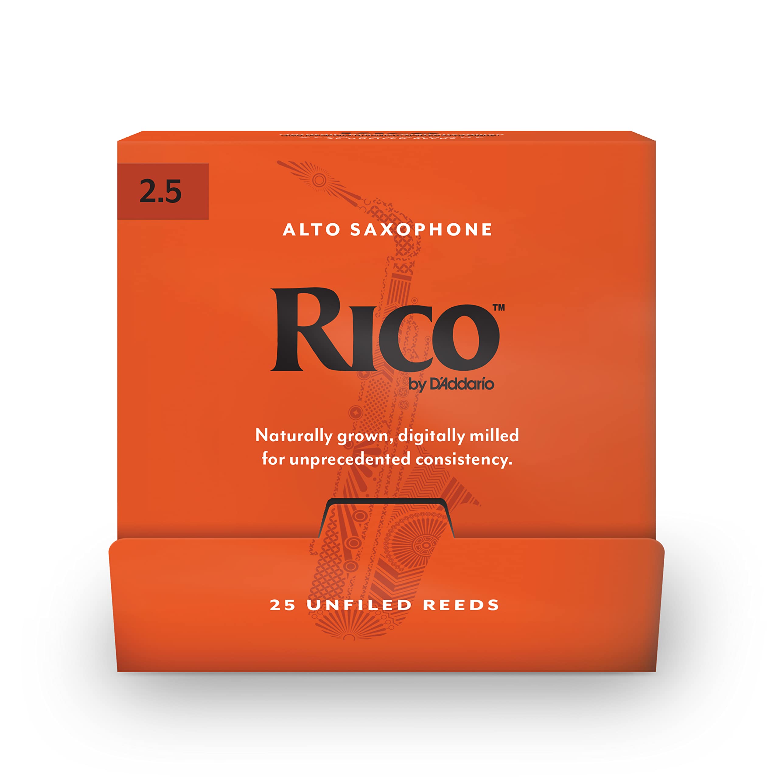 DAddario Woodwinds, Rico Saxophone Reeds, Alto Sax, RJA0125-B25, Strength 2.5, Individually Sealed, 25-Pack