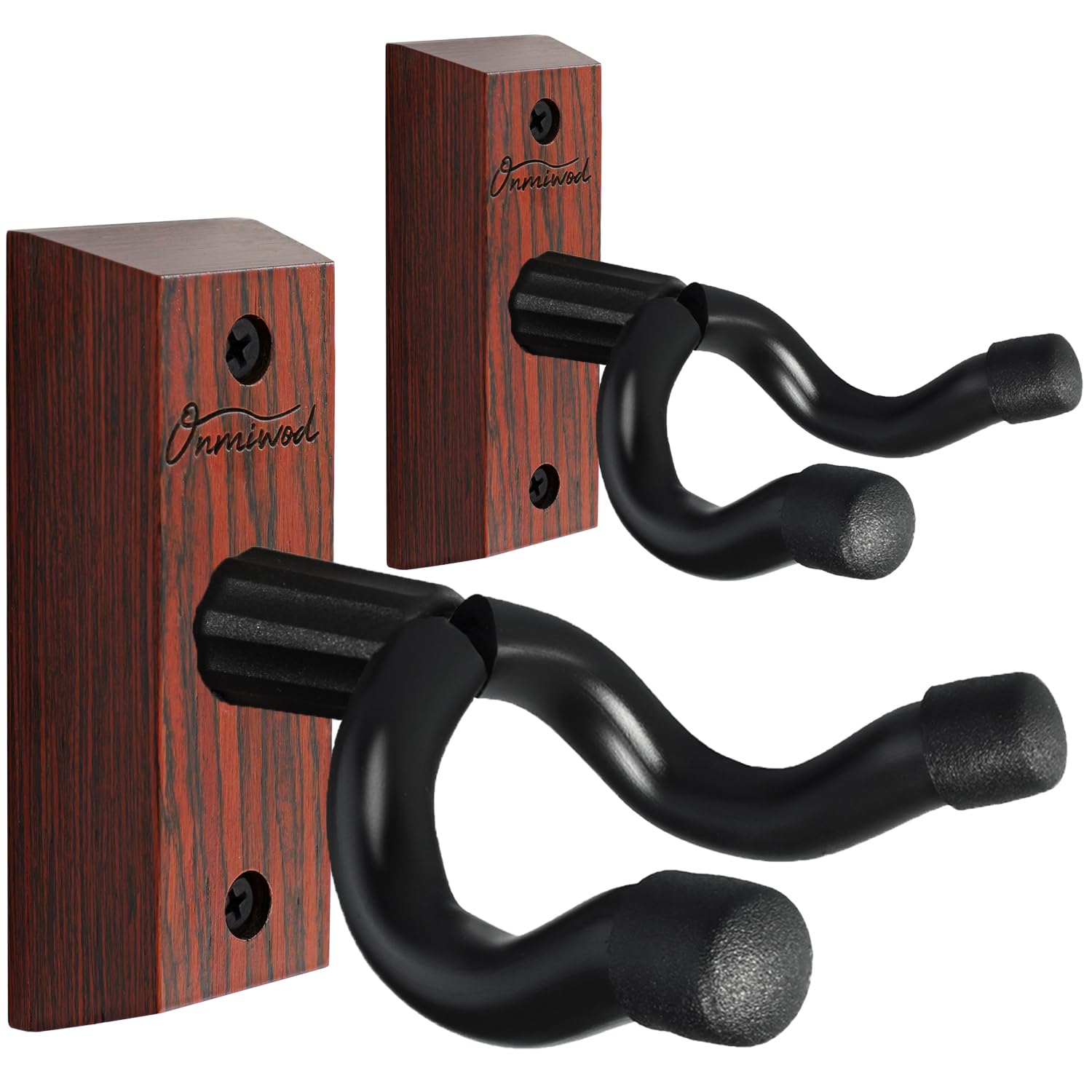 Guitar Wall Mount 2 Pack, Carbonized Red Hardwood Guitar Hanger, U-Shaped Guitar Wall Hanger Mount, Guitar Holder Wall Hook for 
