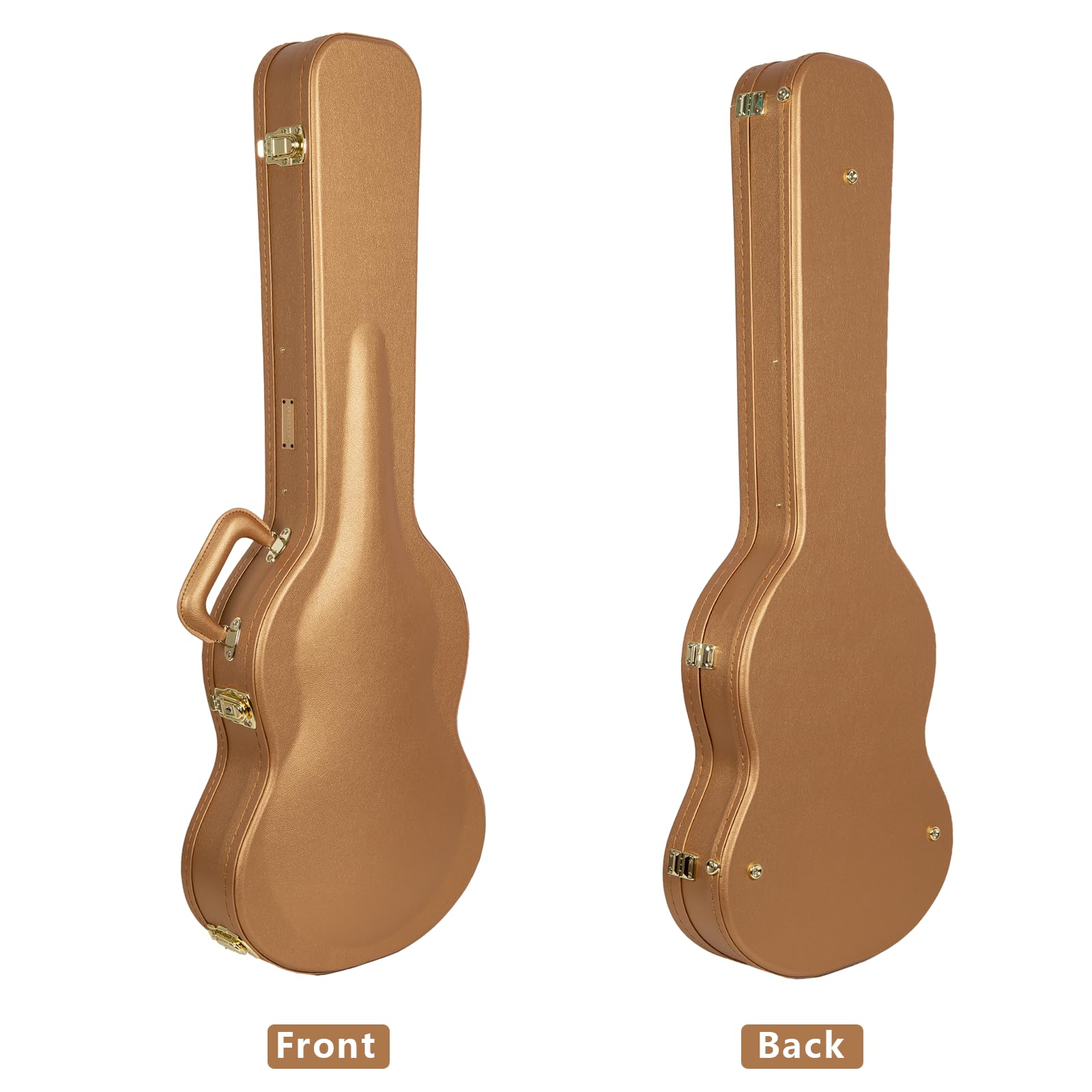 Crossrock Wooden Electric Guitar Case for Gibson SG | Luxury Gold Faux Leather, Burgundy Velvet Interior, Lock - Designer Series