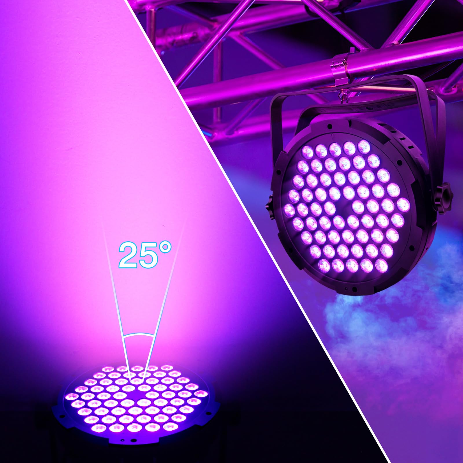 90W 60LEDs Par Lights 4Pack - RGB Stage Par Lights Sound Activated by Remote & DMX Control Uplights for Events Church Wedding Mu