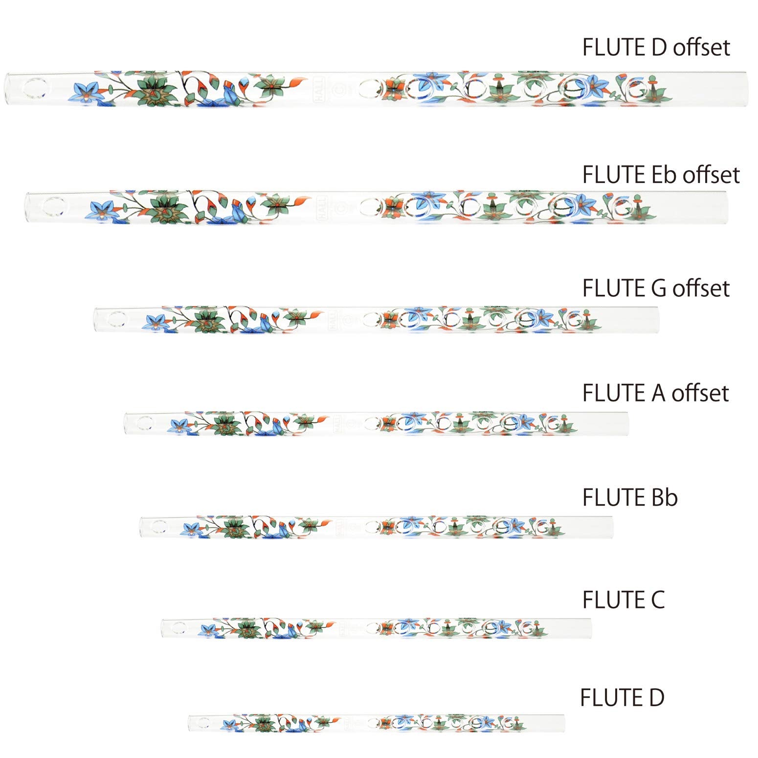 Hall Crystal Flute 11204 - Inline Glass Piccolo in C - Green Ivy