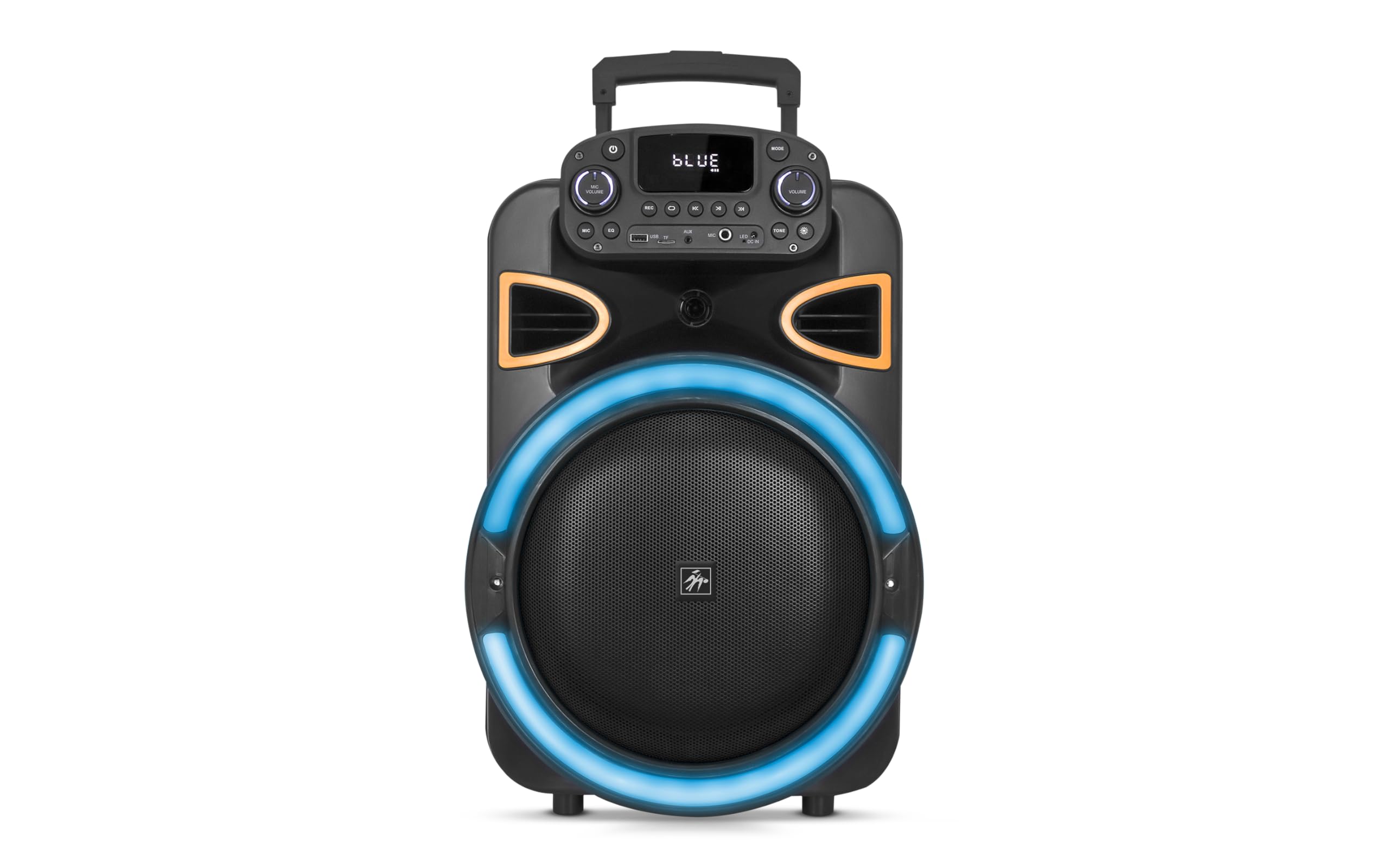 Fisher Bluetooth PA Stereo Speakers System-Karaoke Portable Wireless DJ, 12 80W Peak Power, Loud HD Sound & LED Lights, Recharge
