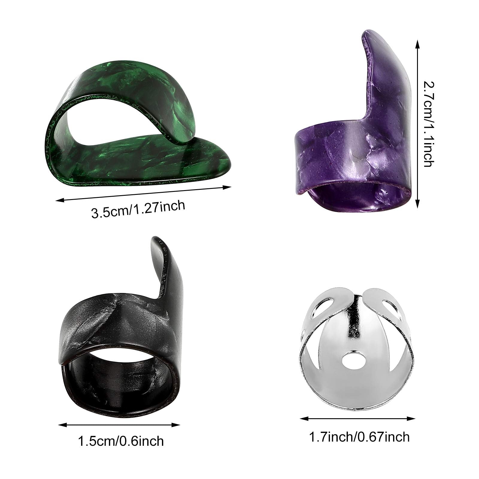 15 Pieces Banjo Guitar Picks Ring Thumb Finger Picks Alaska Open Design Finger Stainless Steel Finger Adjustable Plectrum Thumb