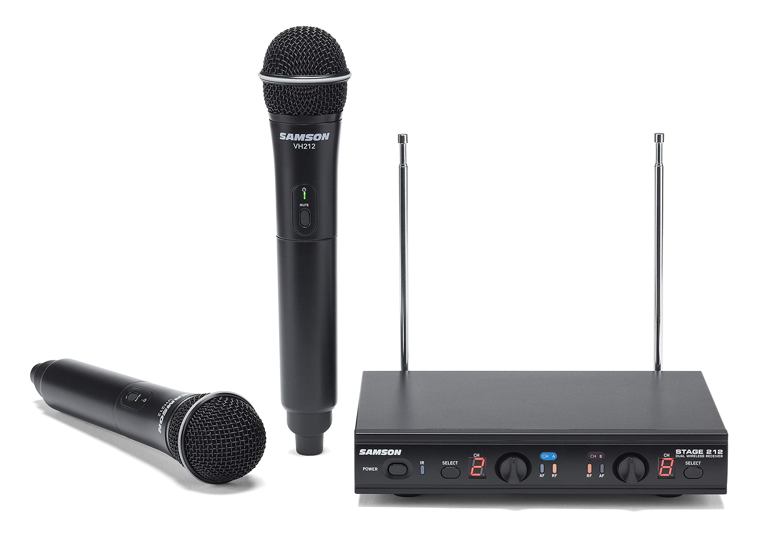 Samson Stage 212 Dual Vocal VHF Frequency Agile Wireless System with 2 Q6 Dynamic Mics